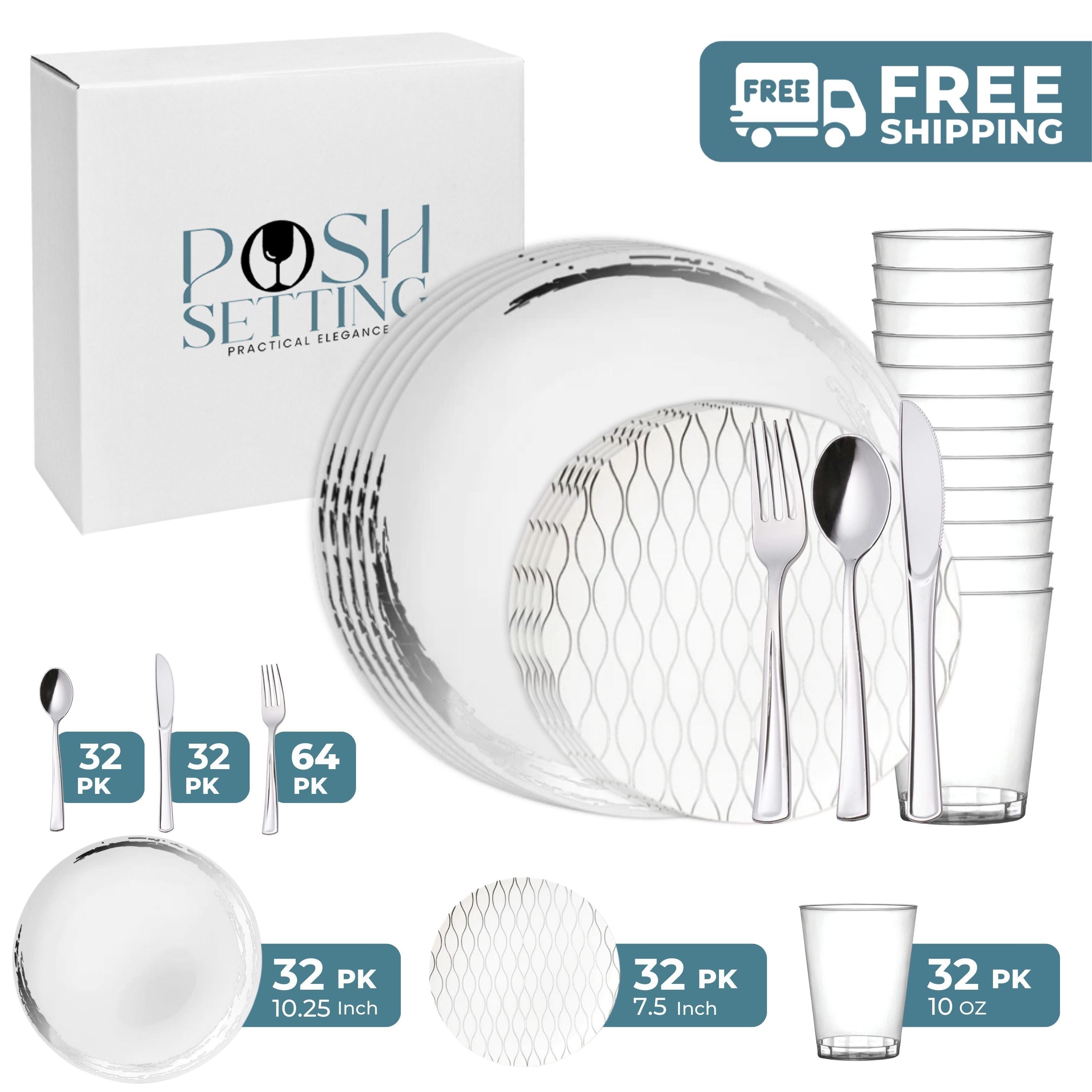 White and Silver Plastic Party Bundle with Whisk - Perfect for Birthday Celebrations, Kitchen Decor, and Themed Events