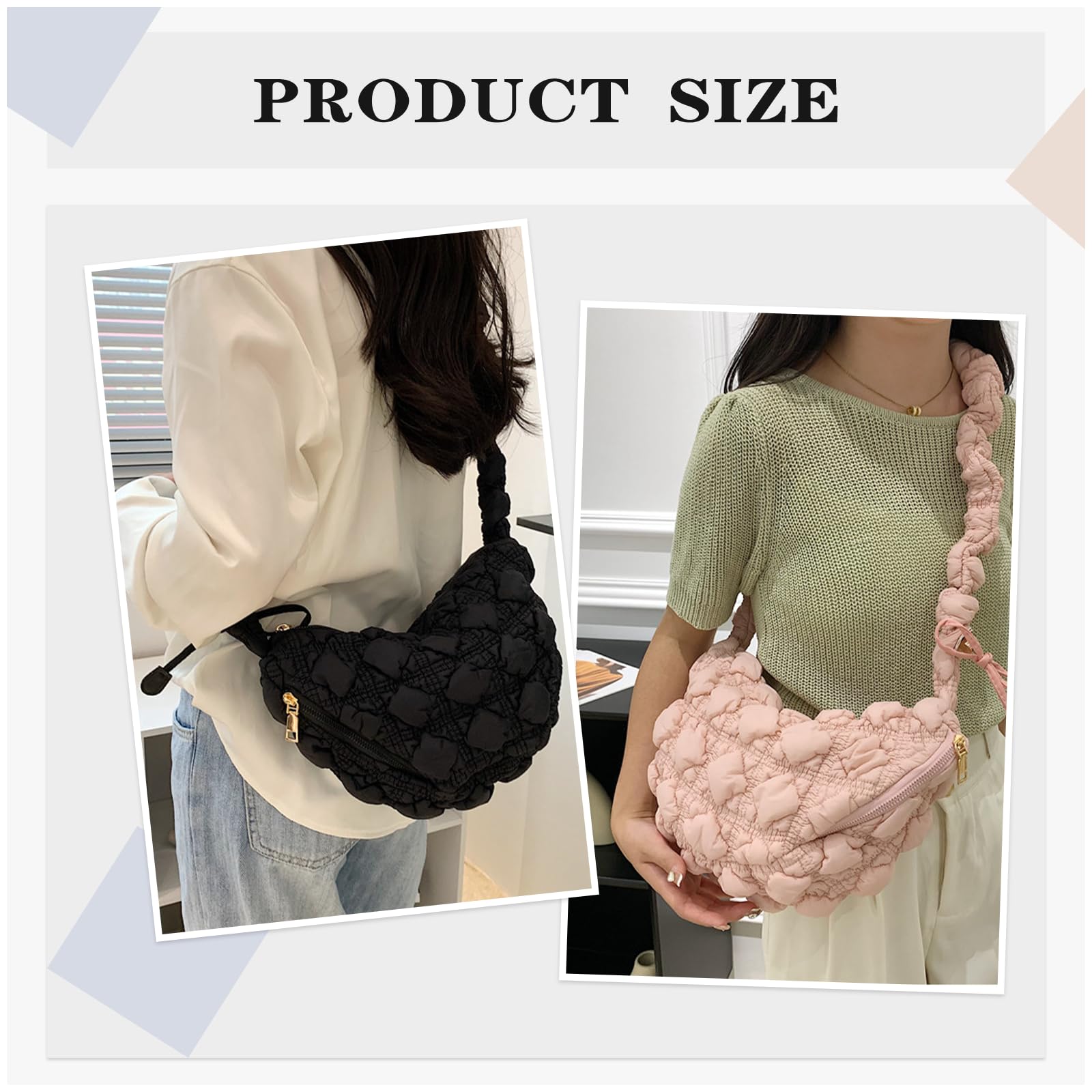 Quilted Puffer Tote Bag for Women - Lightweight Padded Down Cotton Hobo Purse with Crossbody & Shoulder Strap - Perfect for Work, Travel & Everyday Use