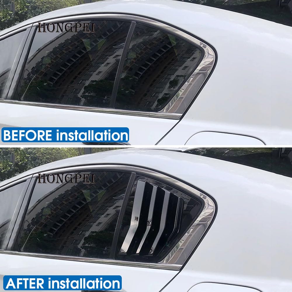 BOYOUS 2PCS ABS Plastic Side Air Vent Scoop Covers for 2008-2012 Honda Accord 8th Gen - Sport Style Exterior Accessories - Bright Black Rear Window Louvers - Enhance Style & Aerodynamics for Car Enthusiasts