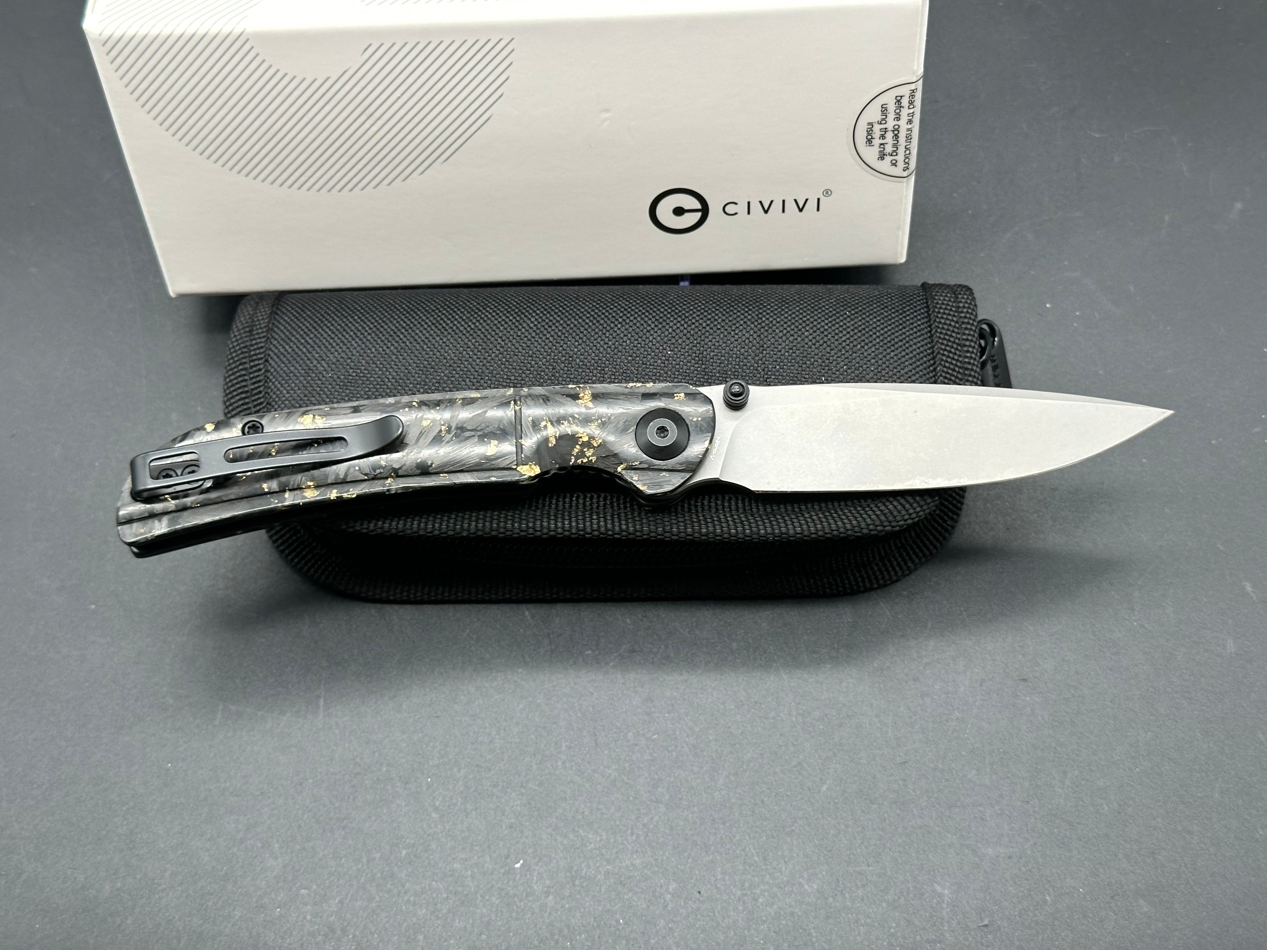 CIVIVI Imperium Folding Pocket Knife - Shredded Carbon Fiber Handle, Nitro-V Steel Blade - EDC, Camping, Hiking & Outdoor Survival Tool