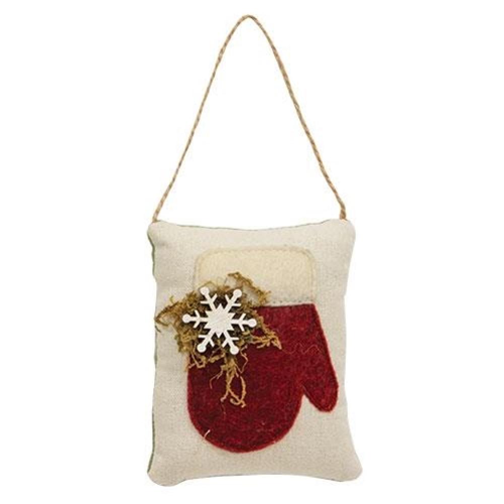 Snowflake Mitten Christmas Pillow Ornament - Festive Holiday Home Decor for Tree, Mantel & Winter Wonderland Displays