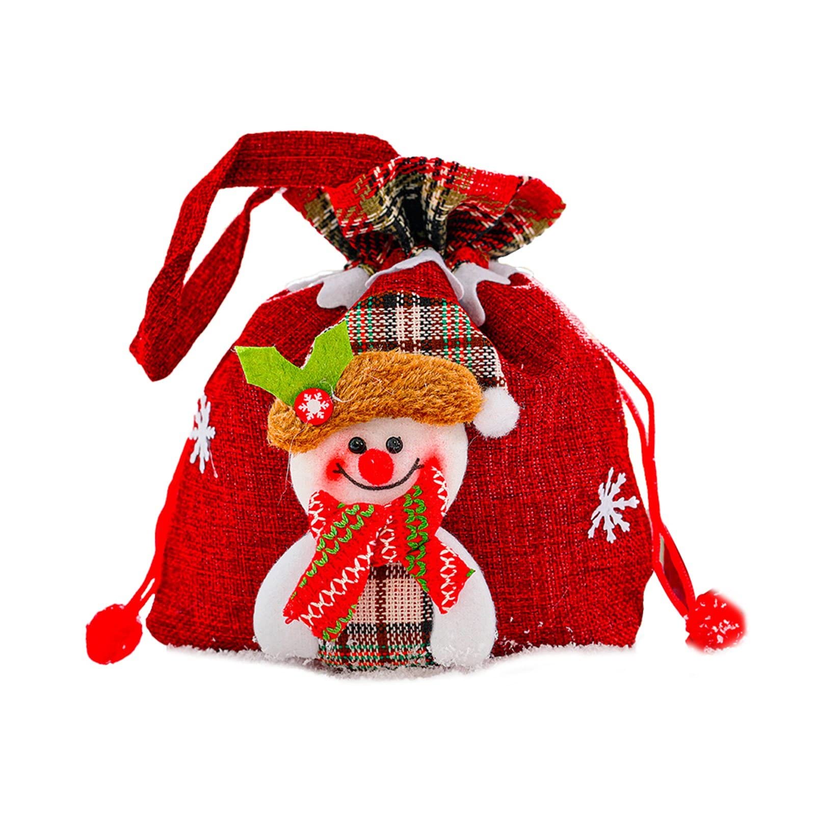 3D Elk Santa Print Christmas Gift Bags - Decorative Drawstring Candy Bags for Kids, Holiday Party Favors & Friend Gifts | Perfect for Classroom Treats, Stocking Stuffers & Festive Celebrations