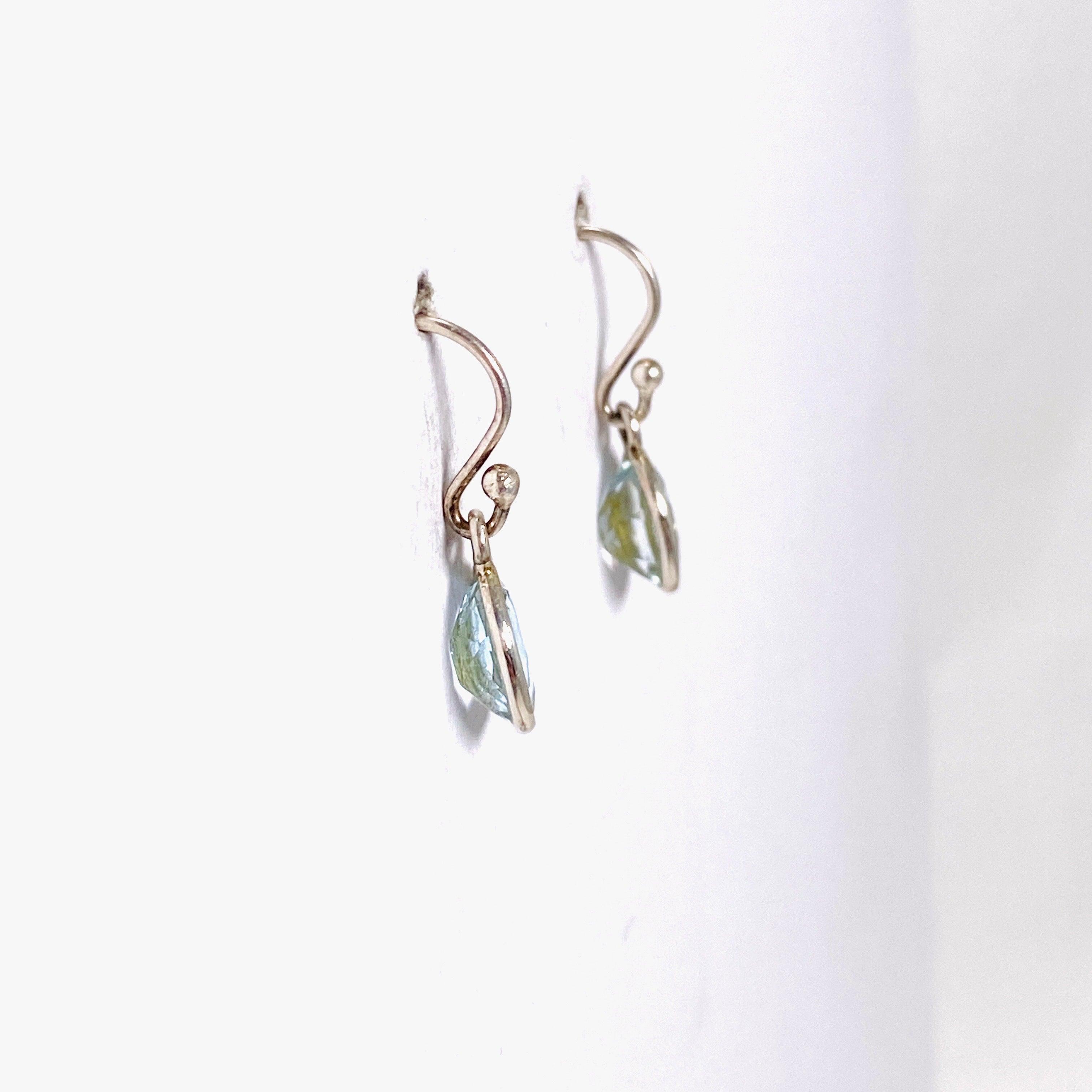 Blue Topaz Petite Oval Faceted Earrings for Women – Elegant Dainty Jewelry for Everyday Wear, Gift Giving & Special Occasions