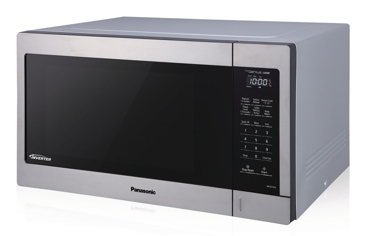 Refurbished Panasonic NNST77LS 1.6 Cu Ft Stainless Steel Genius Microwave Oven with Home Essentials Warranty - Perfect for Small Kitchens, Dorms & Office Break Rooms