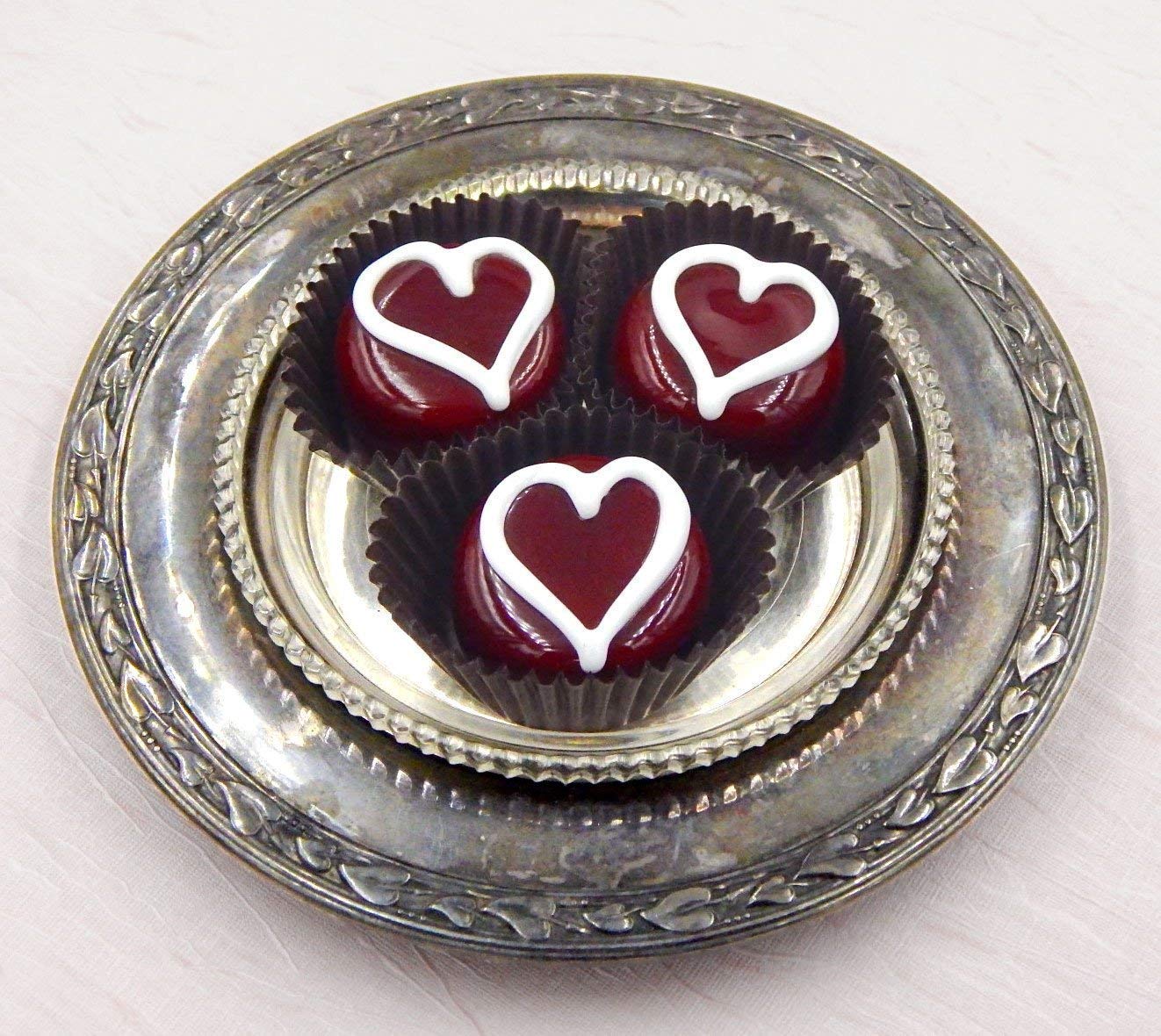 Collectible Glass Chocolate with Sweet Line Heart - Elegant Home Décor Gift (Cherry with White Chocolate Heart) | Perfect for Valentine's Day, Anniversary, Wedding, and Housewarming Presents