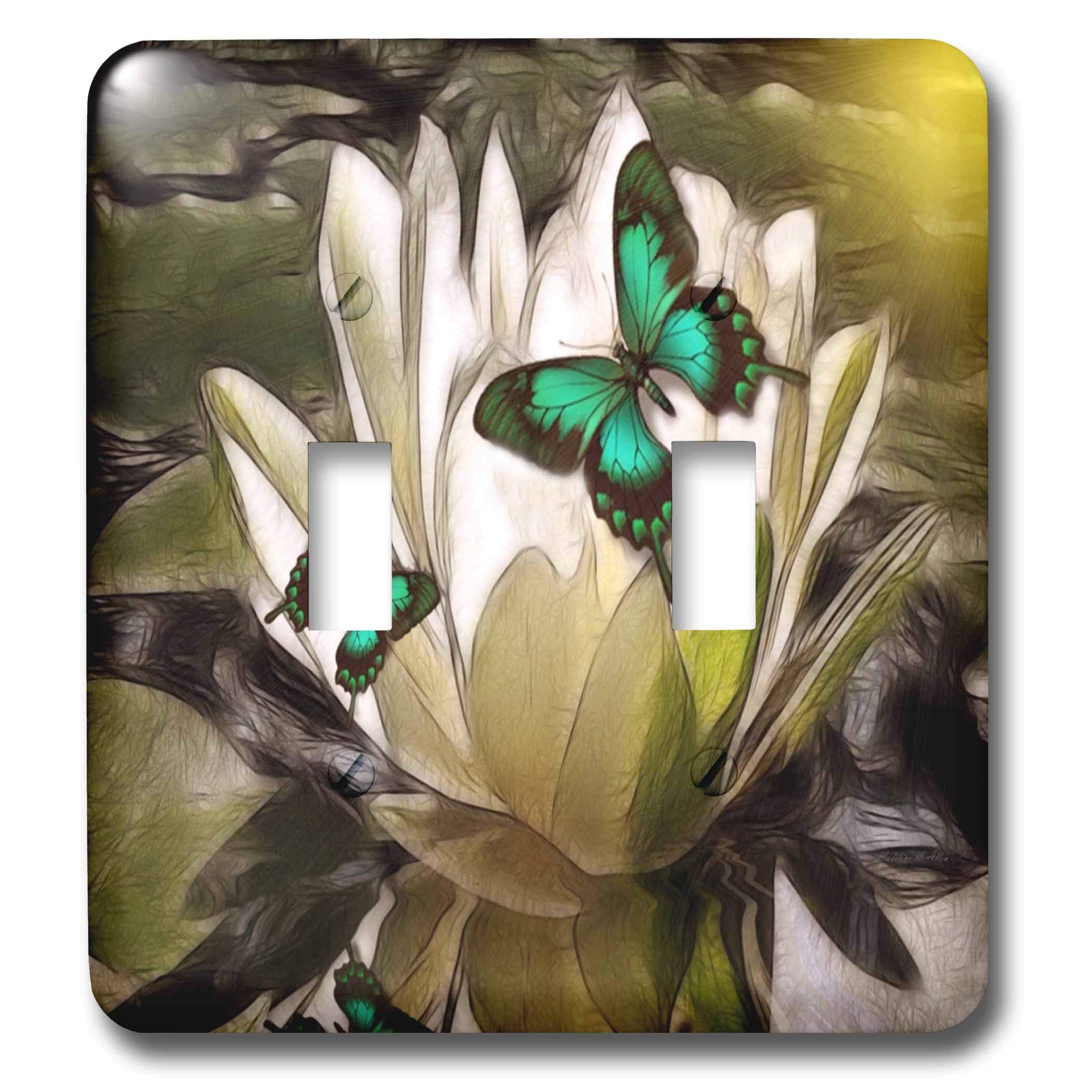 3dRose LLC lsp_23340_2 Water Lily Butterflies Double Toggle Switch - Decorative Wall Plate Cover for Home & Office - Perfect for Bedroom, Living Room, Kitchen, and Bathroom
