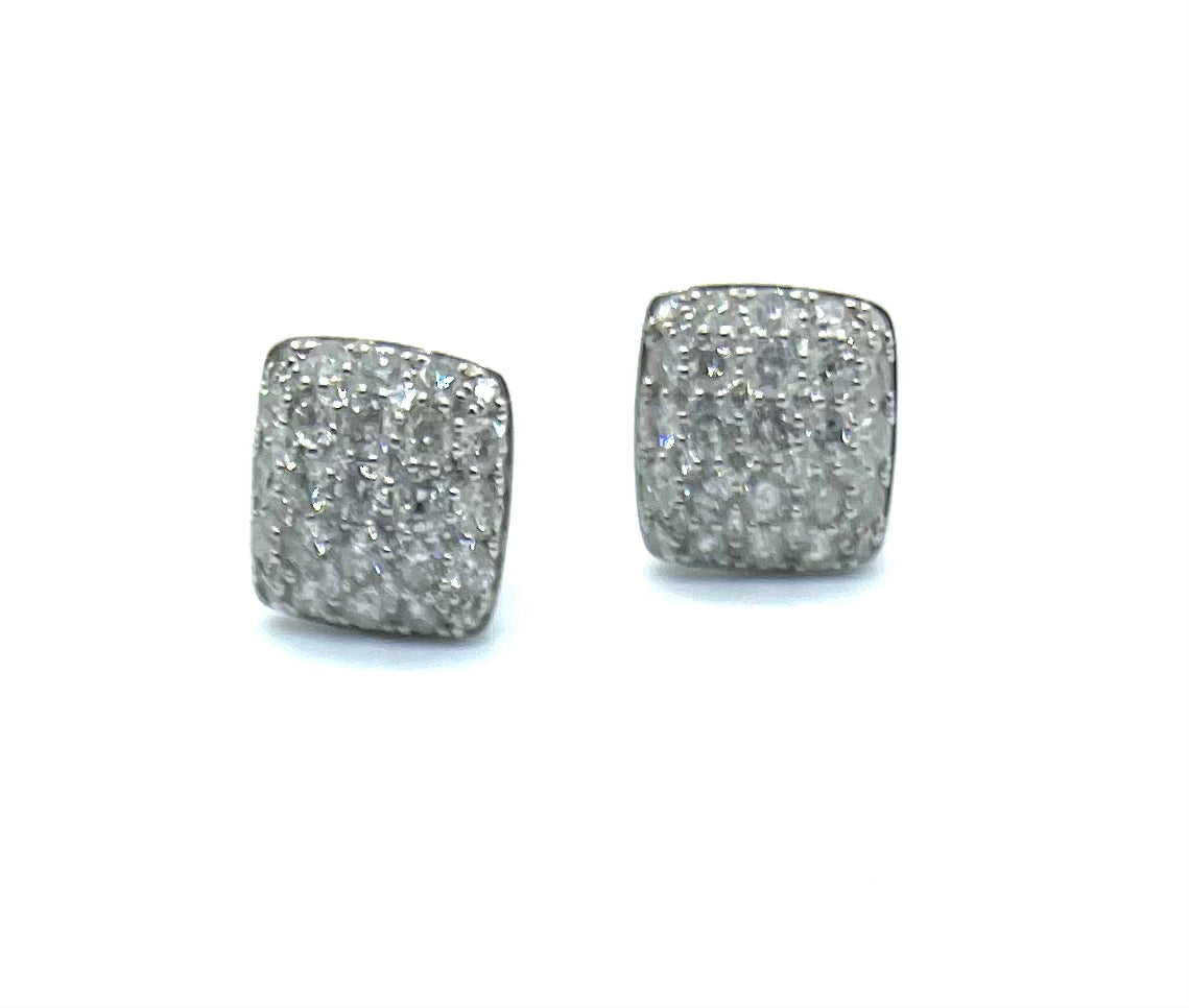 Square Diamond Stud Earrings for Women - 14K White Gold Princess Cut Diamond Earrings - Perfect for Weddings, Parties & Everyday Elegance