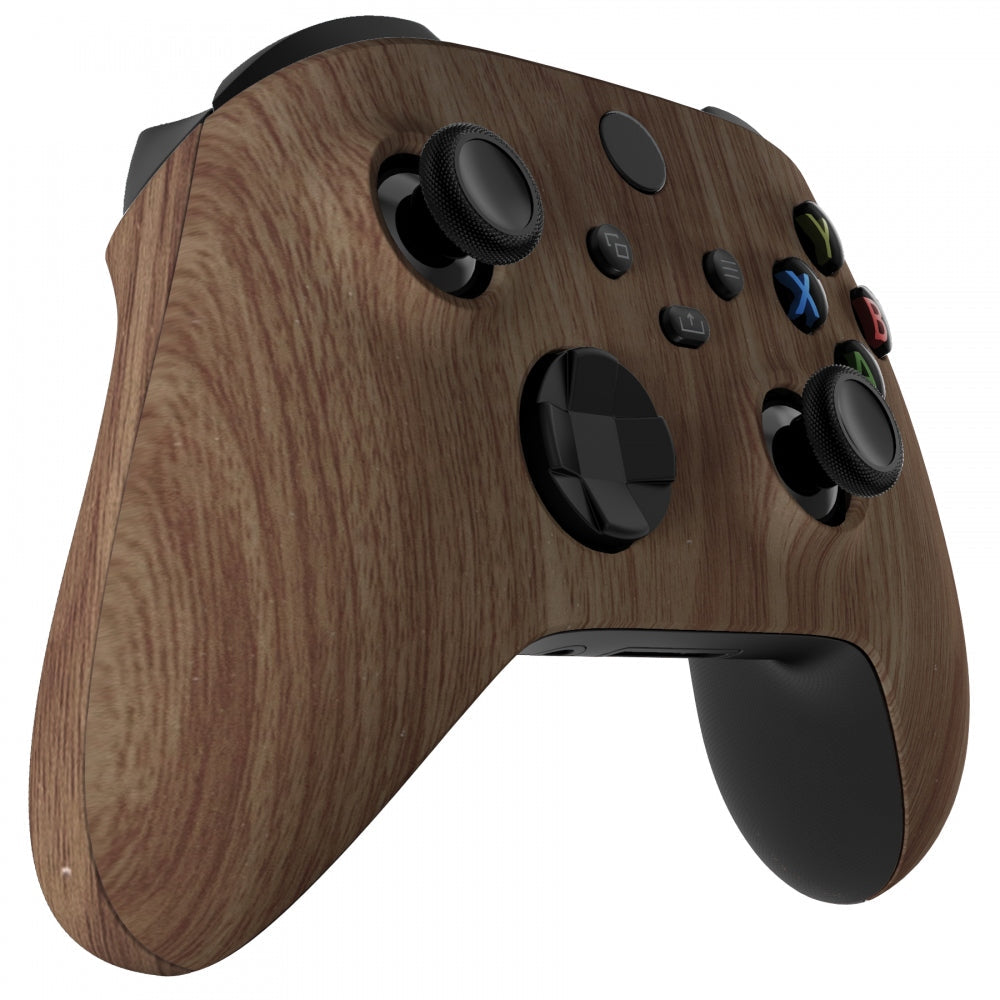eXtremeRate Wood Grain Replacement Front Housing Shell with Side Rails Panels for Xbox Series X & S Controller - DIY Customization & Gaming Accessories Upgrade for Enhanced Gaming Experience
