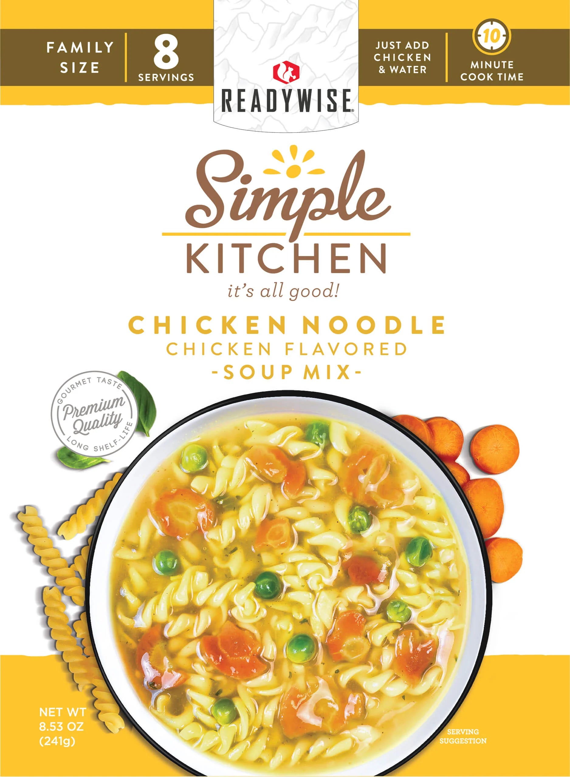 ReadyWise 6-Pack Chicken Flavored Noodle Soup Mix - 8 Servings per Pack | Emergency Food Supply, Camping Meals & Quick Easy Dinner Solution