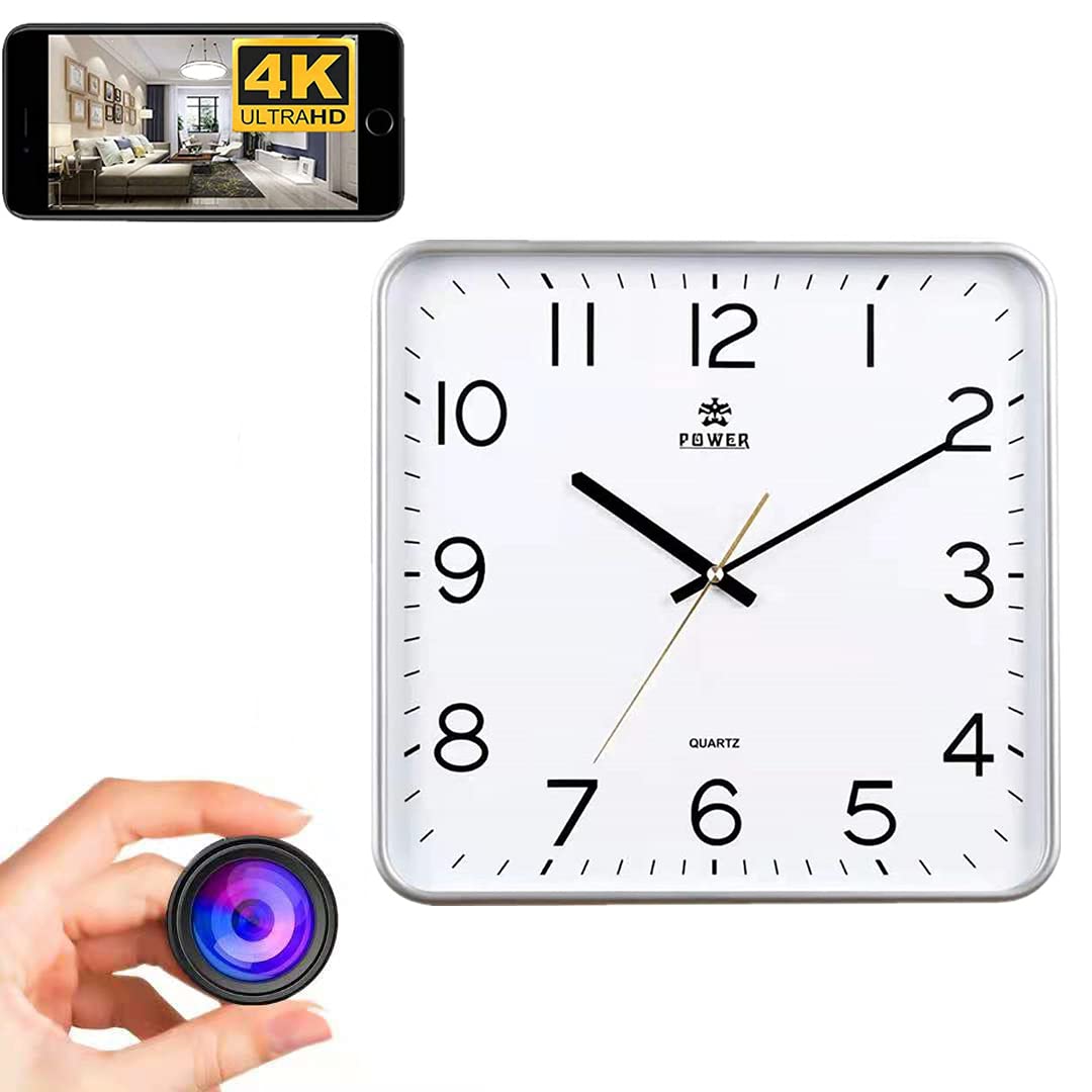 4K HD Hidden Camera Clock with Motion Detection & Wireless App Access - Smart Spy Surveillance, Nanny Cam, Wall Clock Camera for Home Security & Office Monitoring