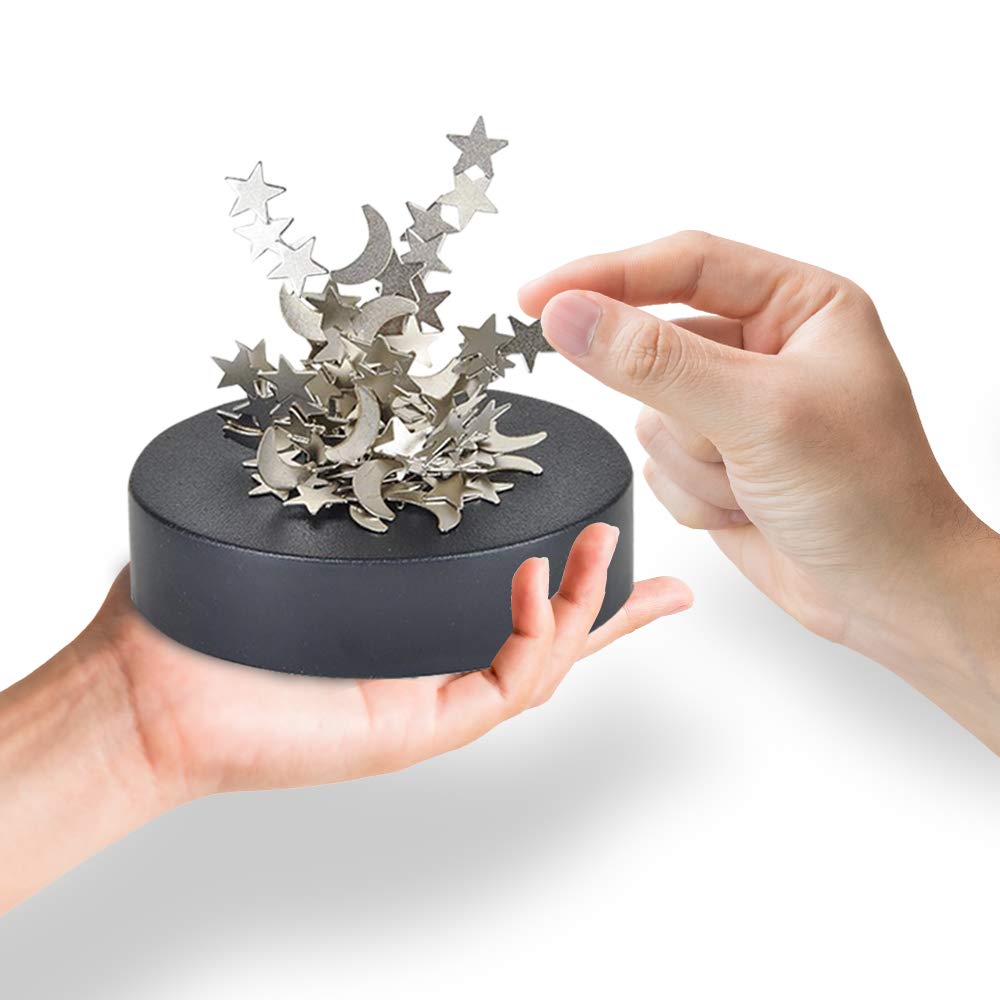 ArtCreativity Magnetic Moons & Stars Sculpture Set (2-Piece) - Stress Relief Fidget Toys for Adults & Kids, Fun Office Desk Decor, Educational STEM Toys - Perfect for Stocking Stuffers, Home Decor & Classroom Learning