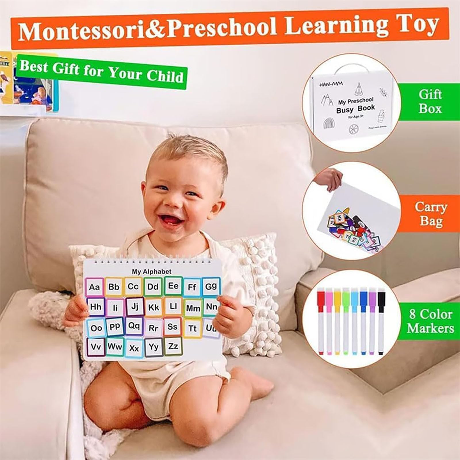 Preschool Busy Book for Toddlers - 3 Pack Learning Activities with Tracing & Coloring Pages | Autism Educational Materials | Perfect for Early Childhood Development, Travel & Quiet Time Play