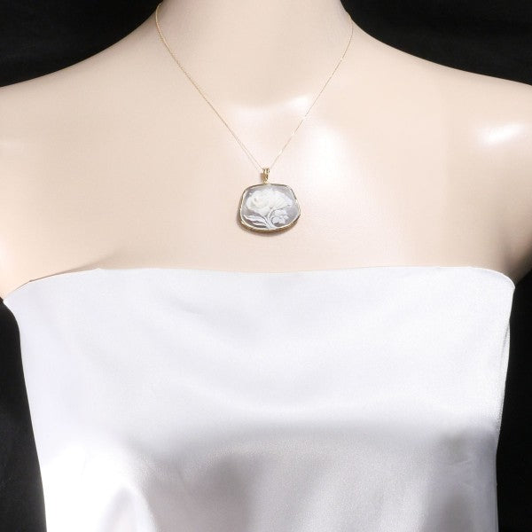 18K Yellow Gold Shell Cameo Necklace - Vintage Italian Cameo Pendant Jewelry for Women - Perfect Gift for Birthday, Anniversary & Special Occasions
