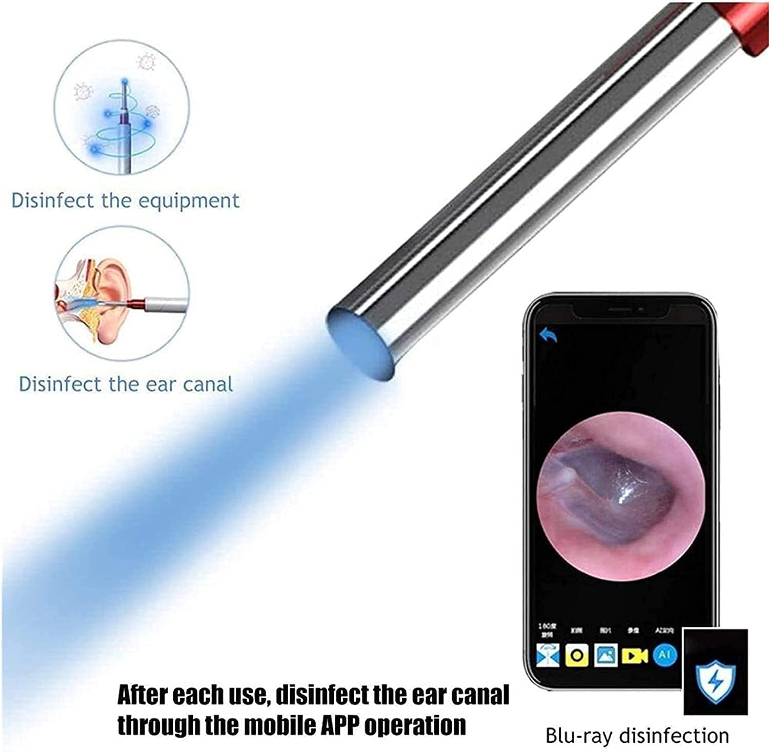 Ear Wax Removal Camera - IP67 Waterproof Earwax Cleaner Tool with Visual Inspection for Kids & Adults | Safe Ear Cleaning Kit for Home Use & Travel
