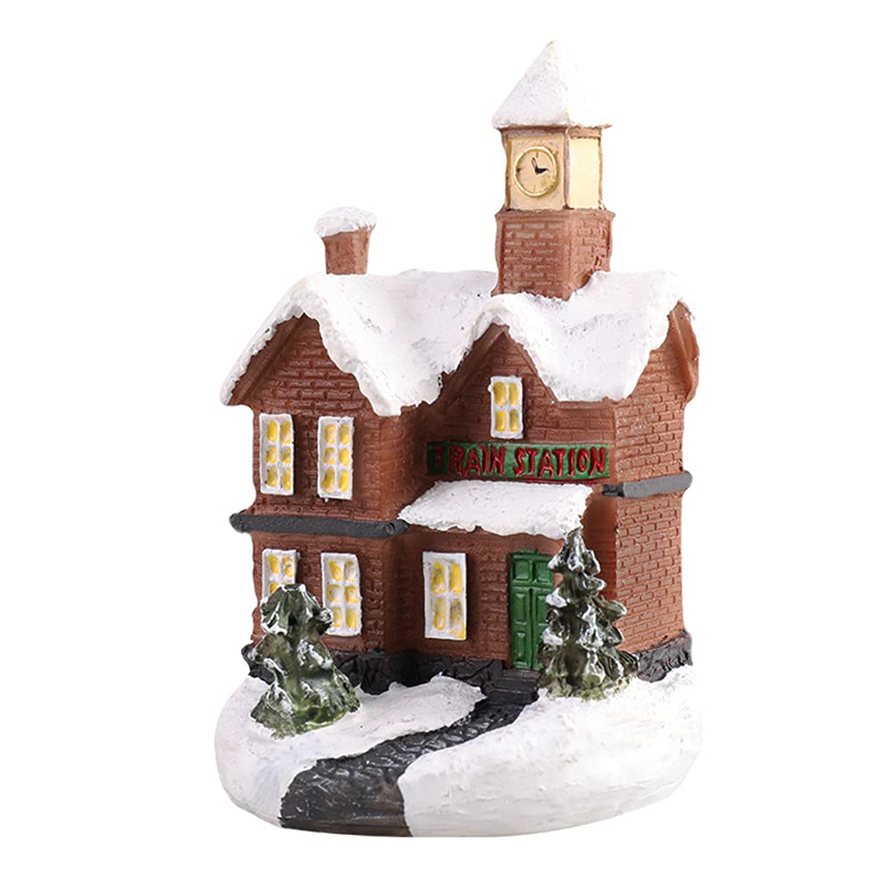 Christmas Village House with LED Lights - Battery Operated Resin Holiday Decor for Tabletop, Mantel & Christmas Tree | Festive Winter Village Scene Collectible Ornament