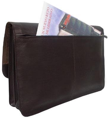 Premium 3-Section Leather Flap Portfolio in Chocolate Brown - Professional Document Organizer for Business Meetings, Office Work & Executive Gifts