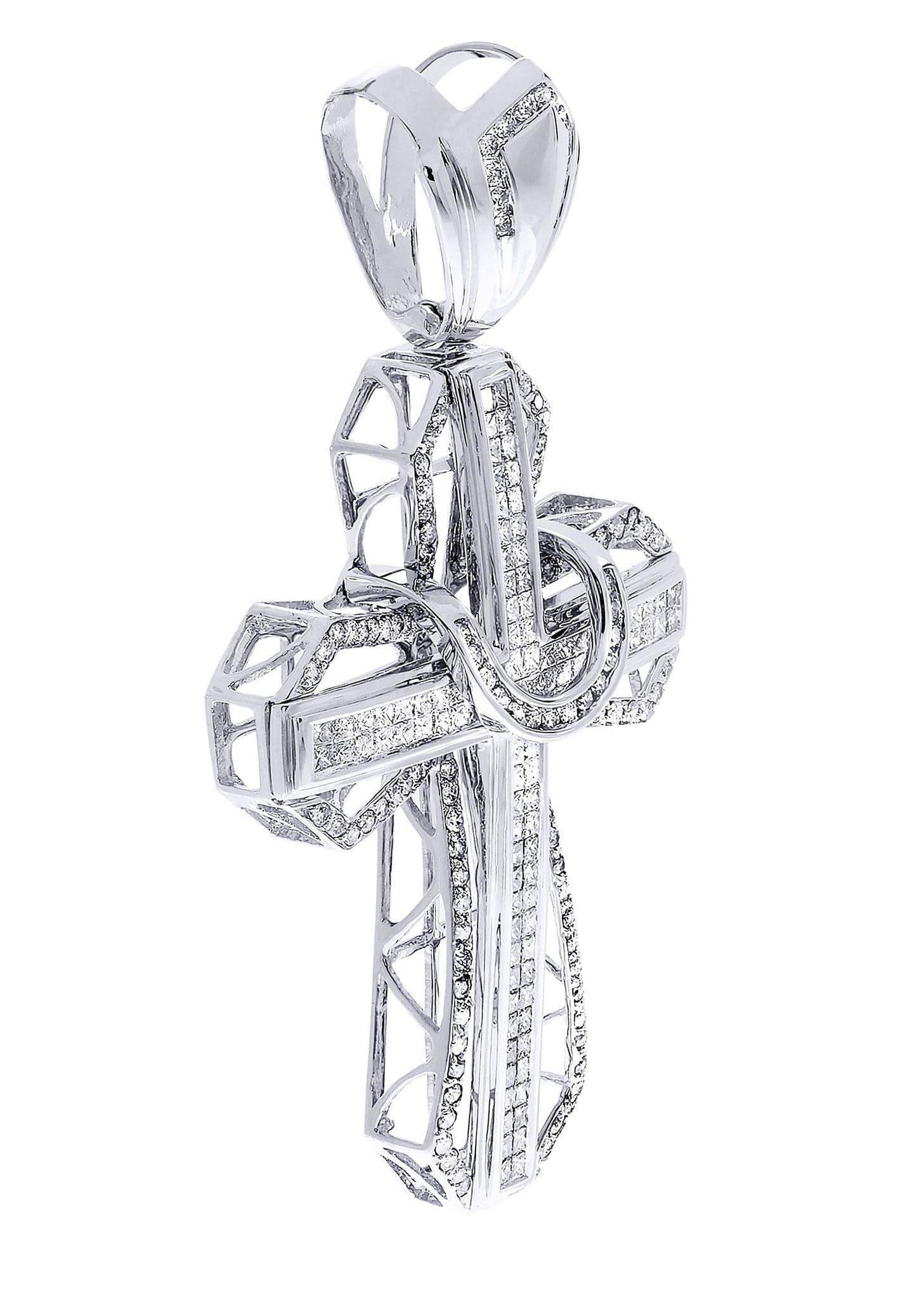 4 Carat Diamond Cross Pendant Necklace - 21.51 Grams | Elegant Religious Jewelry for Women & Men | Perfect for Church, Weddings & Special Occasions