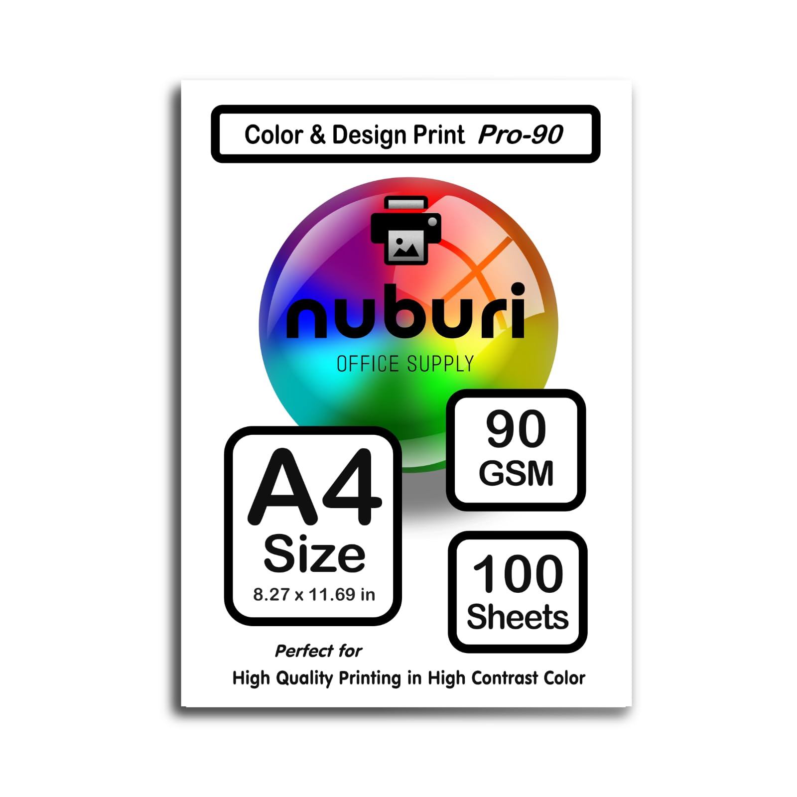 Premium A4 Printer Paper - 90 GSM / 24 lb Bright White Copy Paper for Laser & Inkjet Printers - 100 Sheets - Ideal for Office Documents, School Projects & Professional Printing