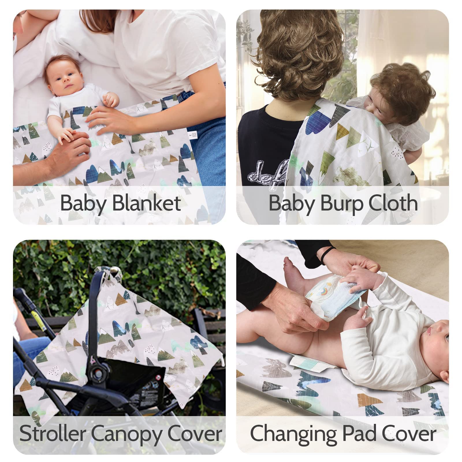 Adventure Mountain Car Seat Cover & Minky Toddler Blanket for Boys & Girls - Soft Woodland Fabric Baby Canopy for Cars, Strollers & Travel - Perfect for Road Trips, Naptime & Outdoor Adventures