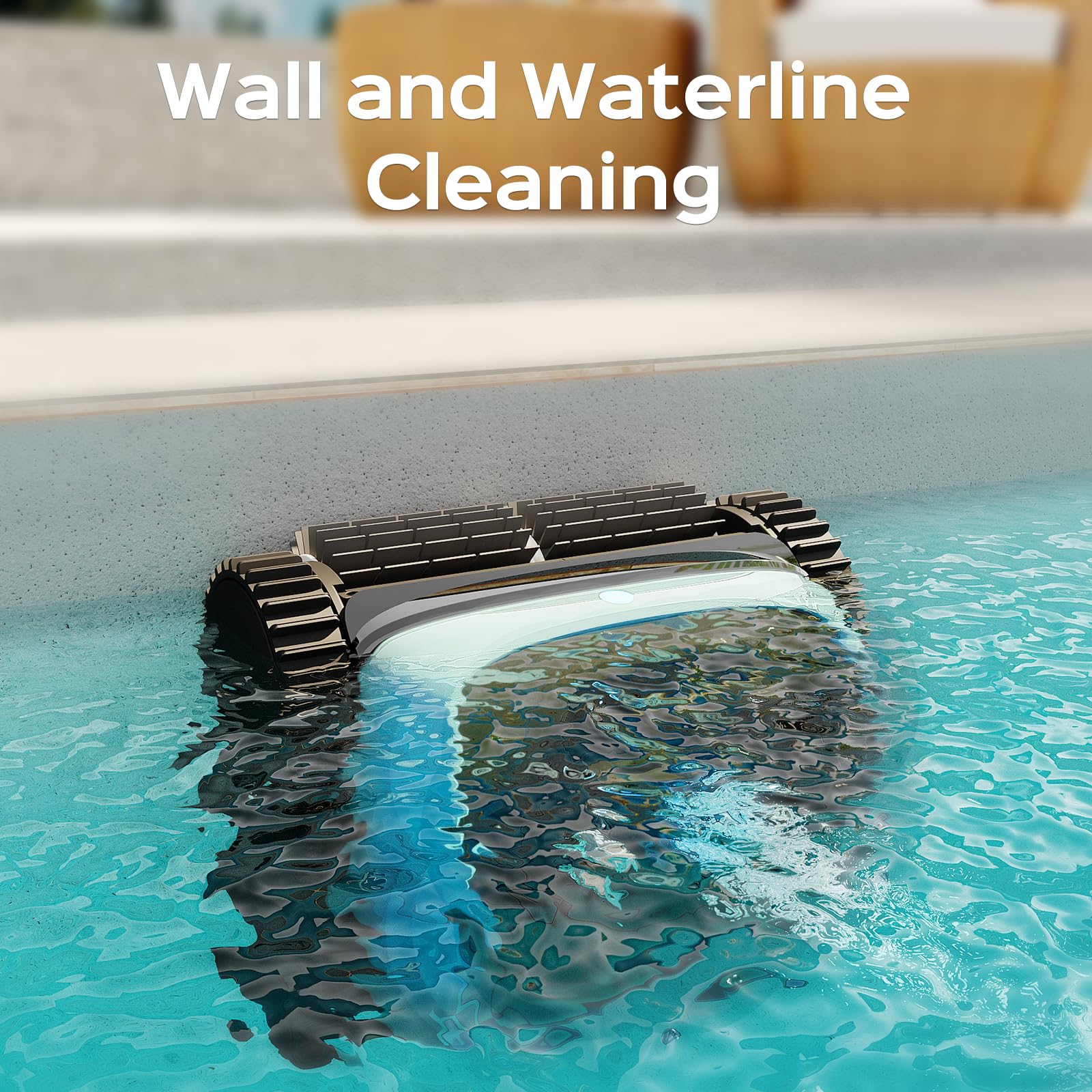 Cordless Robotic Pool Cleaner for Inground Pools - 150 Min Runtime, Cleans Walls & Waterline - Perfect for Pools up to 1,600 Sq.ft