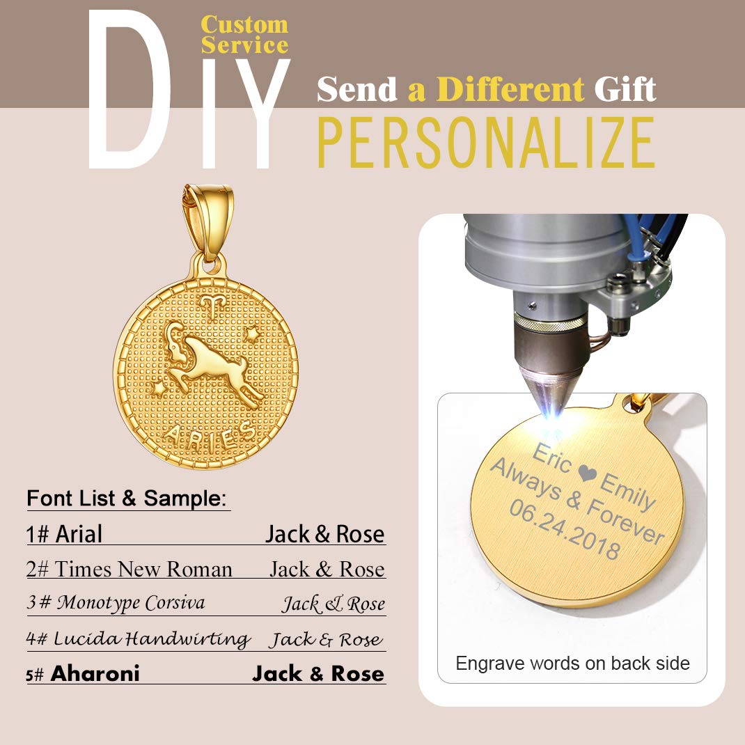 GOLDCHIC Zodiac Necklace for Women & Men - 14K Gold Plated Constellation Coin Pendant, Horoscope Astrology Jewelry Gift - Perfect for Birthdays, Anniversaries & Spiritual Protection