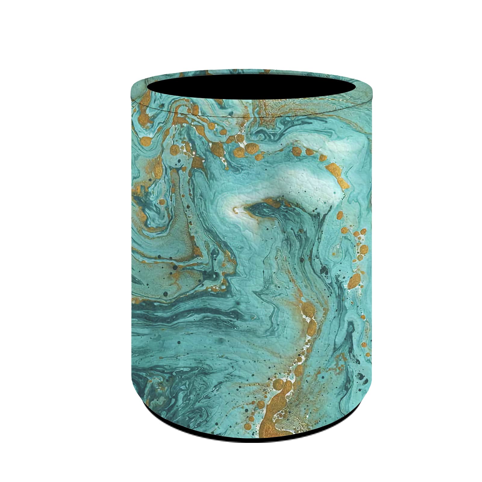 Stylish Teal Marble Print Pencil Cup Holder - Desk Organizer for Pens, Makeup Brushes & Office Supplies | Perfect for Women, Girls & Kids | Home, Office & School Use