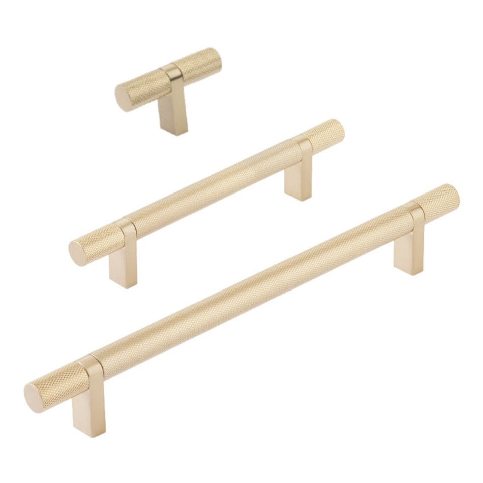 Vintage Knurled Select T Bar Cabinet Knobs & Drawer Pulls - Champagne Bronze Finish for Kitchen, Bathroom & Furniture Upgrade | Durable Hardware for Cabinets, Dressers & Home Decor