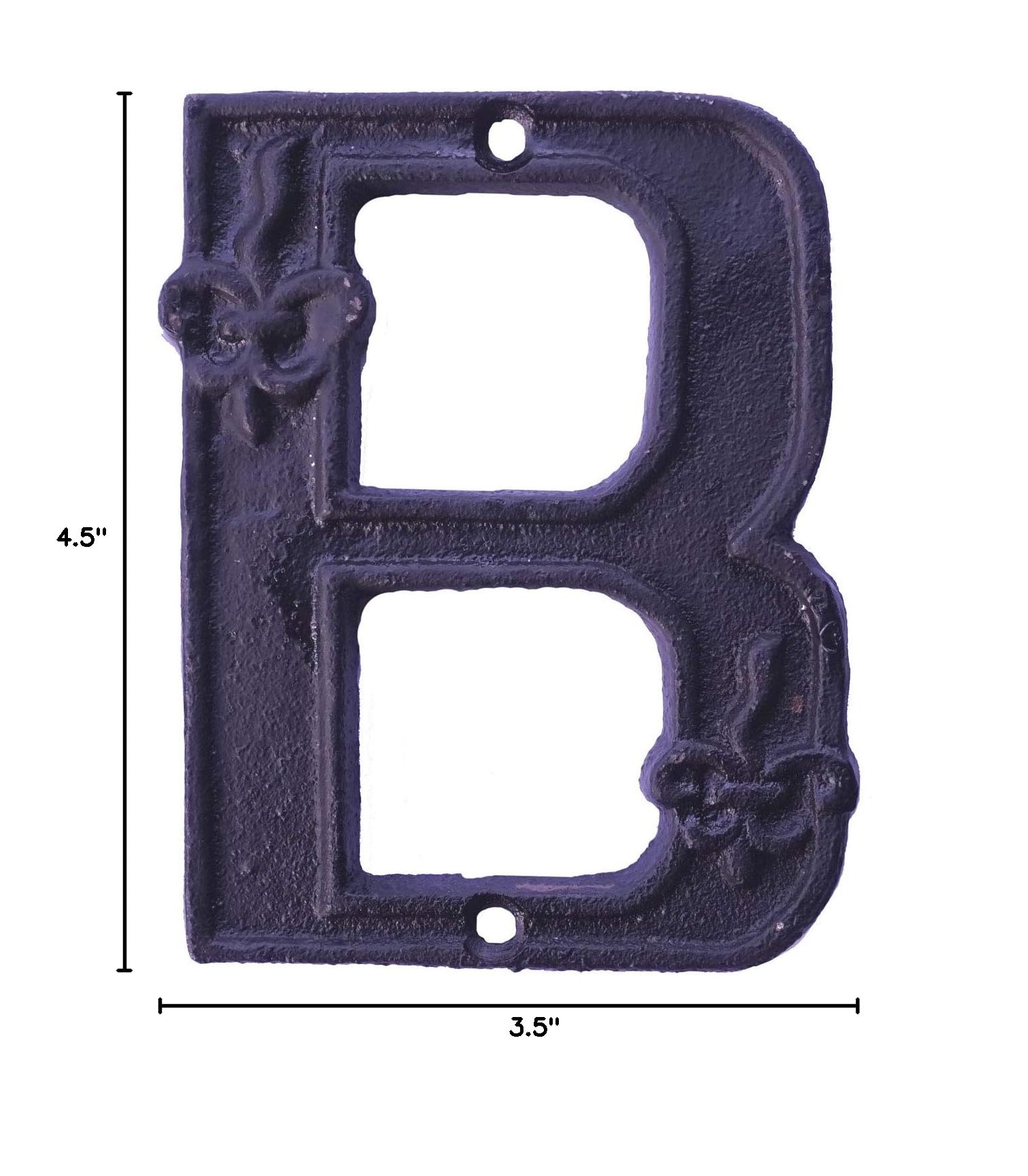 Lulu Decor CI25HNB Black Cast Iron House Number B with Fleur De Lis Design - Rustic Outdoor Address Plaque for Home, Garden, and Mailbox Decoration