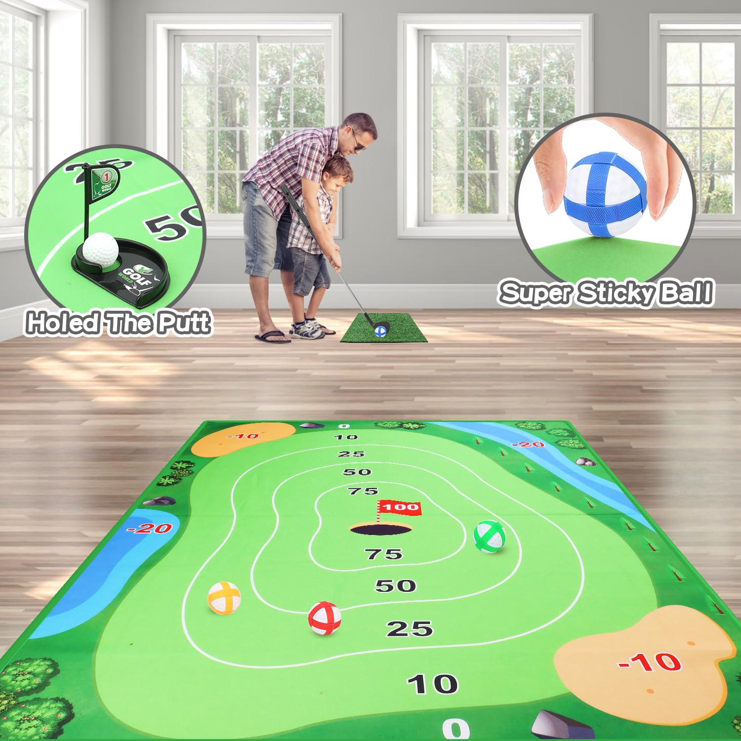Premium Golf Chipping Mat Set for Indoor & Outdoor Practice - Golf Training Aid Equipment for Adults & Kids - Perfect for Backyard, Driving Range & Home Use