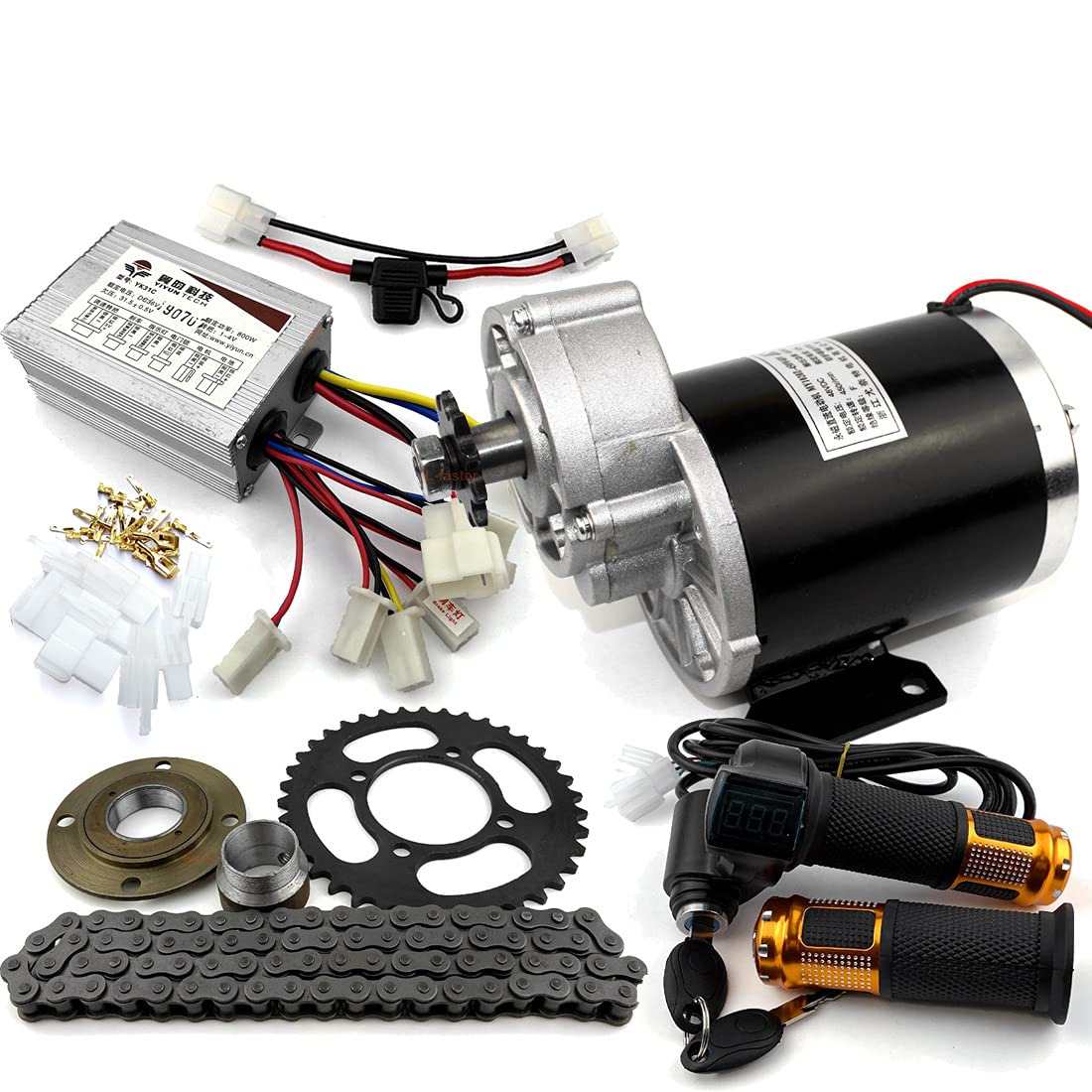36V 48V 600W Electric Tricycle Conversion Kit - 4 Wheel E-Bike Motor Kit with Throttle & 420 Chain Drive System - Perfect for Cargo Hauling, Senior Mobility & Eco-Friendly Transportation