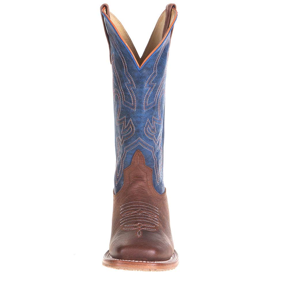 Anderson Bean Kids Western Boots - Genuine Bison Leather with Blue Mad Dog Top - Brown Cowboy Boots for Boys & Girls - Perfect for Rodeo, Horse Riding & Country Fashion