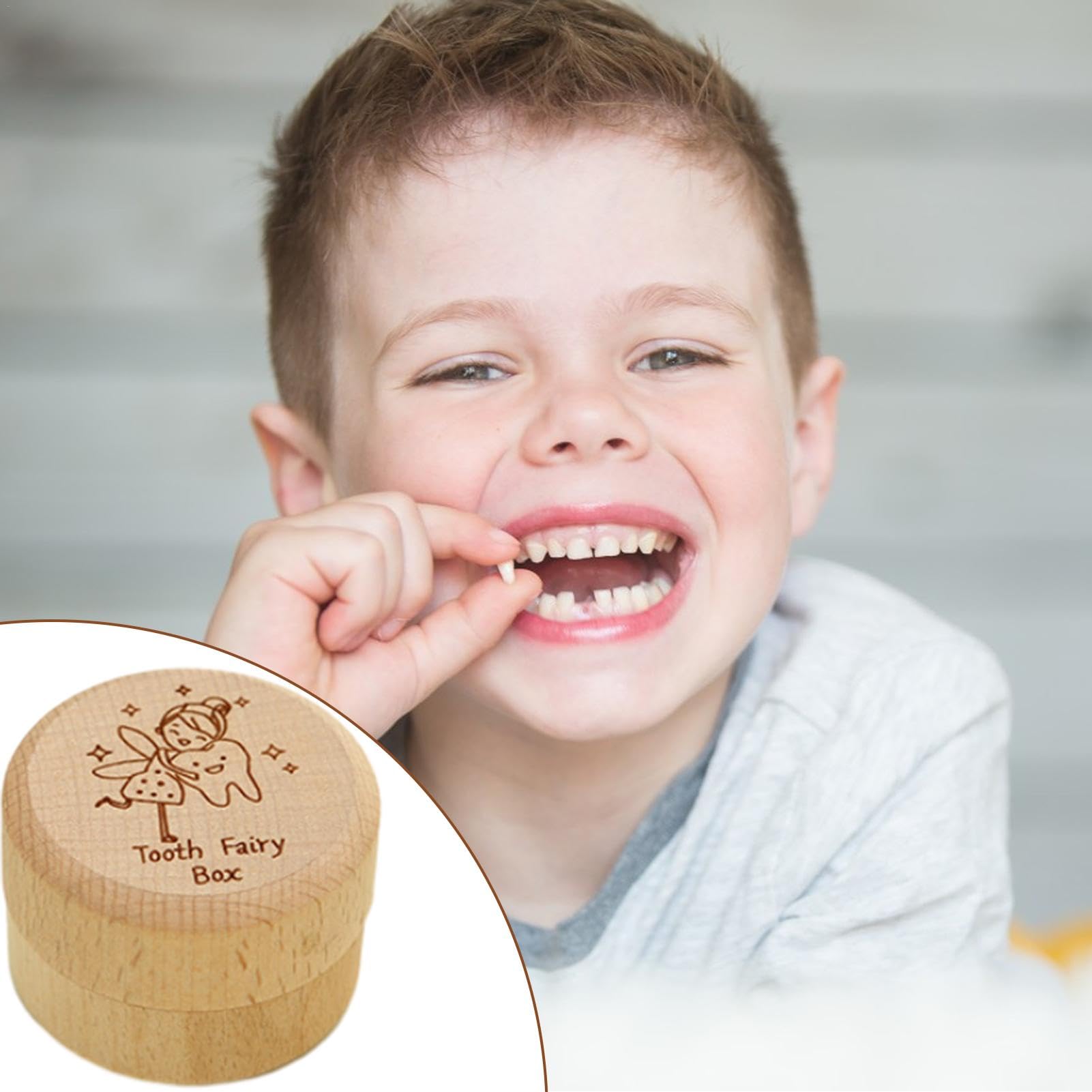 Wooden Baby Tooth Keepsake Box - First Tooth Memory Box for Boys & Girls, Fairy Tooth Holder, Unique Baby Shower & Birthday Gift - Perfect for Nursery Decor & Childhood Milestone Preservation