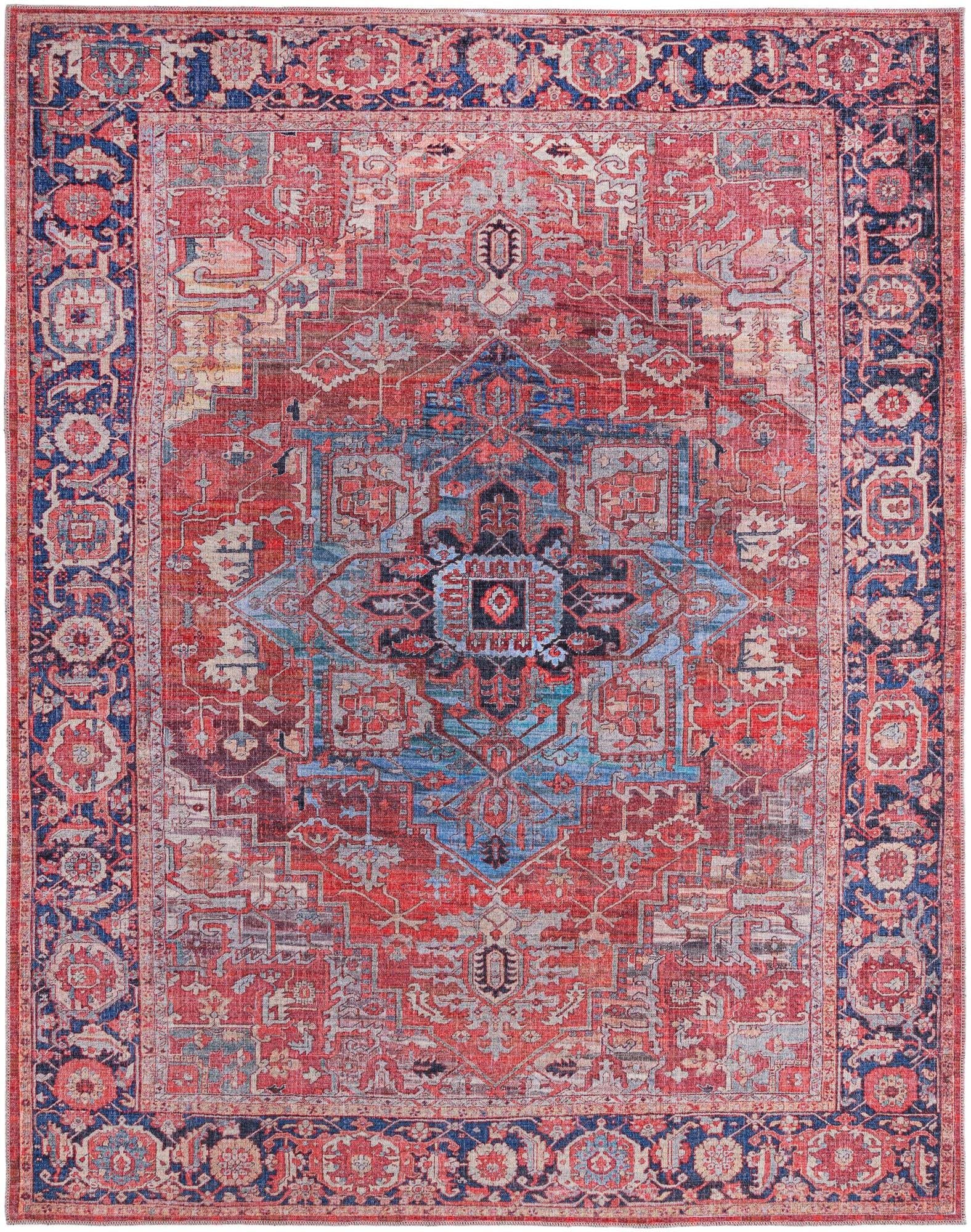Washable Low-Pile Area Rug 8x10 Feet - Rust Red Modern Maahru Collection by Rugs.com | Perfect for Living Rooms, Dining Rooms & Open Floor Plans | Pet-Friendly & Easy-Clean Home Decor