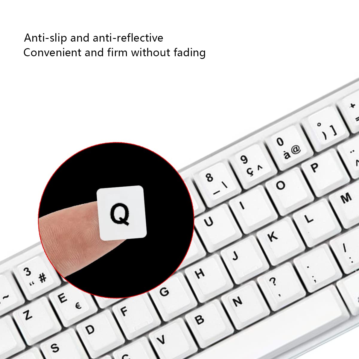 2Pcs French Keyboard Stickers - White Background with Black Letters, Compatible with Laptop, Computer, Notebook & Desktop | Perfect for Typing Practice, Language Learning & Office Use