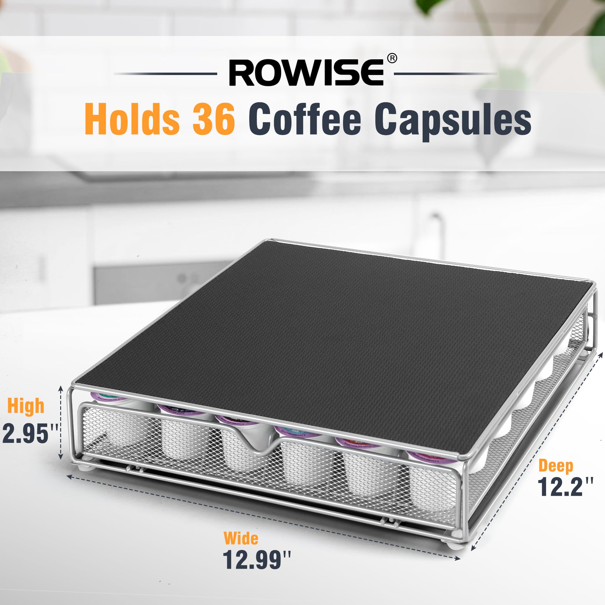 36-Cup Coffee Pod Drawer Organizer - Under Coffee Pot Storage for Home & Office