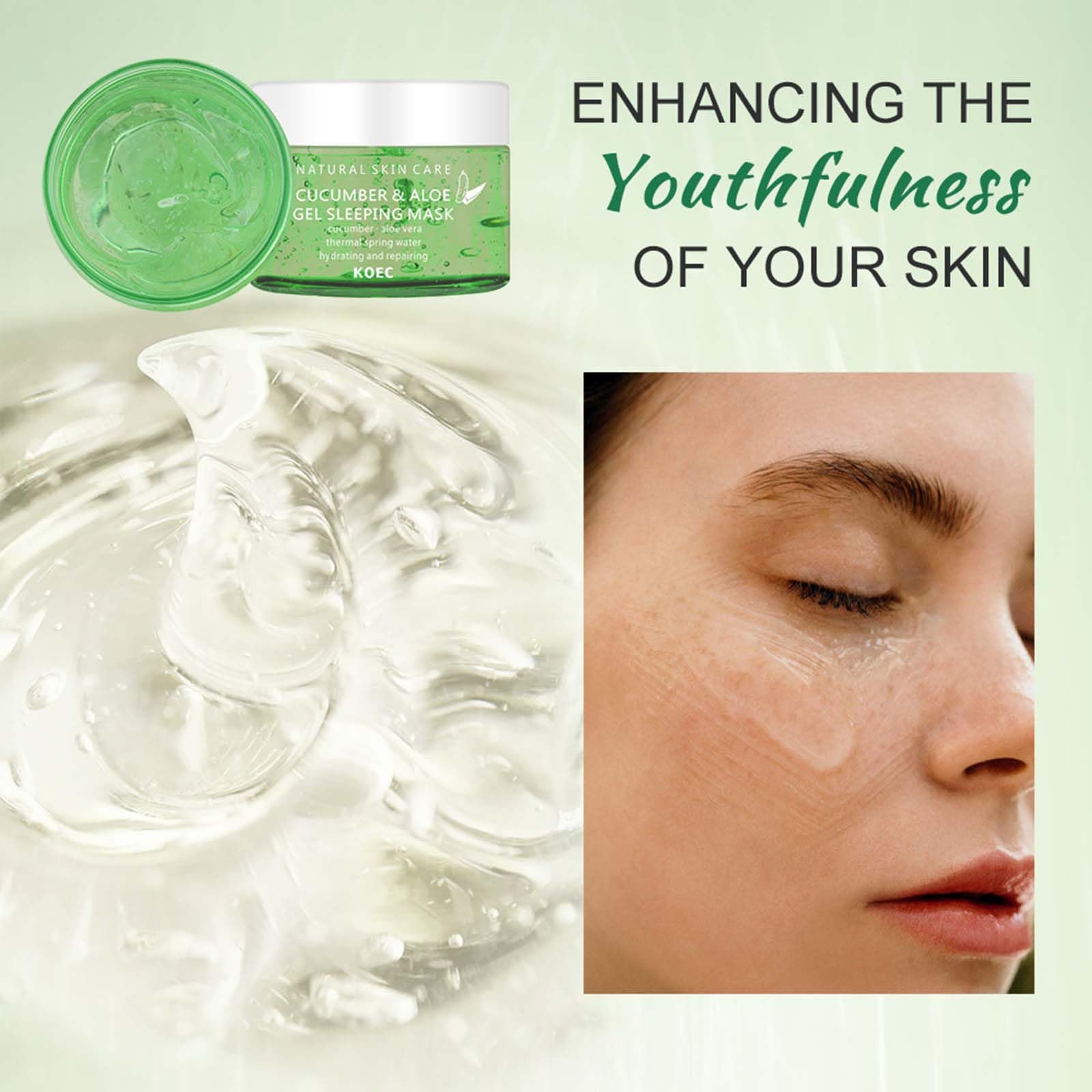 Aloe Vera & Cucumber Overnight Sleeping Mask - Hydrating Facial Night Mask for Dry, Dull Skin - Skin Repair & Texture Improvement - 5.29oz - Perfect for Nighttime Skincare Routine & Post-Travel Skin Recovery
