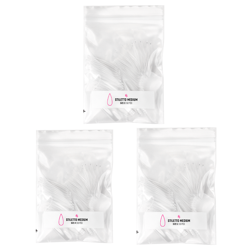 Gelly Tips Refill Pack - Stiletto Medium Length False Nails for Salon & DIY Manicure at Home | Durable & Easy to Apply Nail Extensions for Women