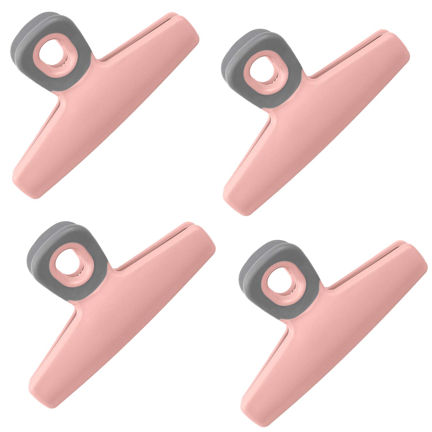 COOK WITH COLOR Heavy Duty Food Clips - 4 Pack Large Bag Clips for Airtight Food Storage, Wide Grip Chip Clips (Pink) - Perfect for Kitchen Organization, Snack Bags & Bulk Food Containers