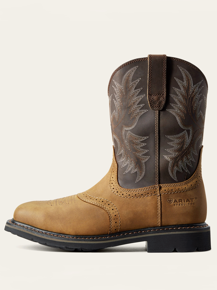 Ariat Men's Sierra Wide Square Toe Steel Toe Work Boots - Aged Bark Tan - Durable Safety Boots for Construction, Ranch & Outdoor Work