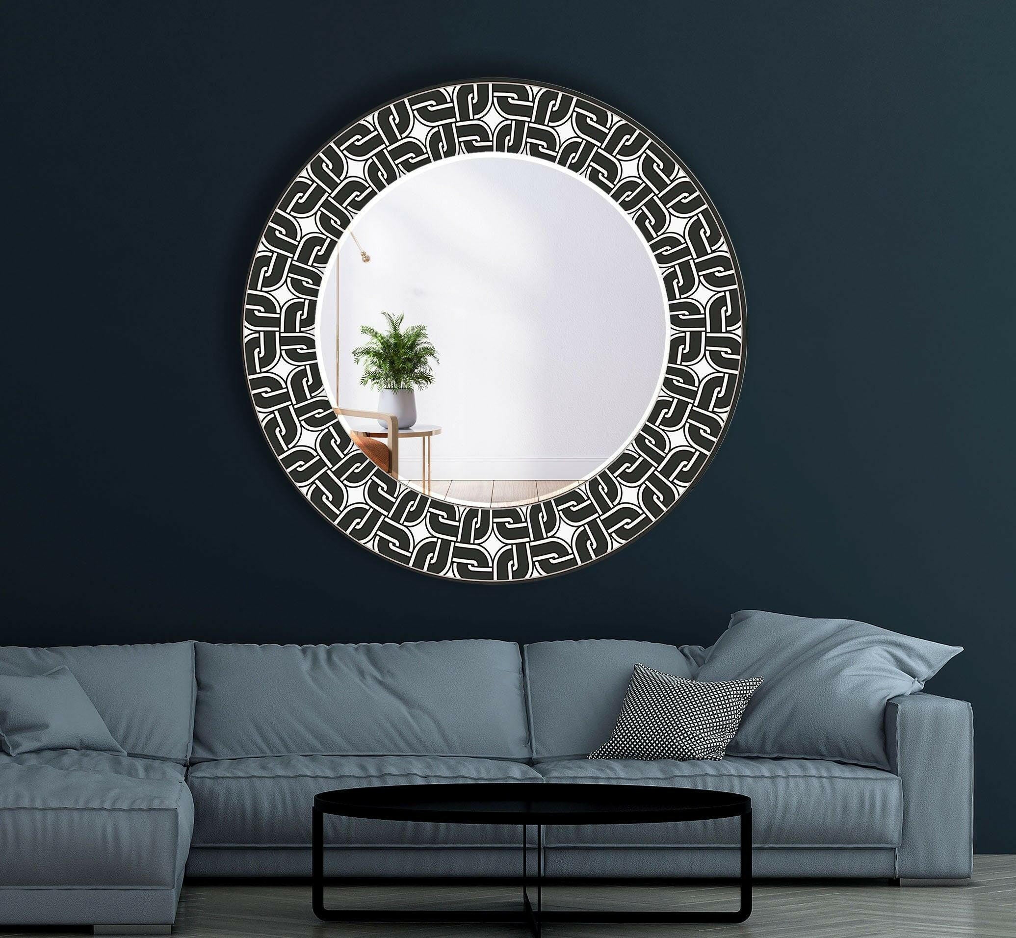 Stylish Black Round Wall Mirror - Decorative Home Decor for Living Room, Bedroom & Bathroom - Perfect for Vanity, Entryway & Modern Interior Design