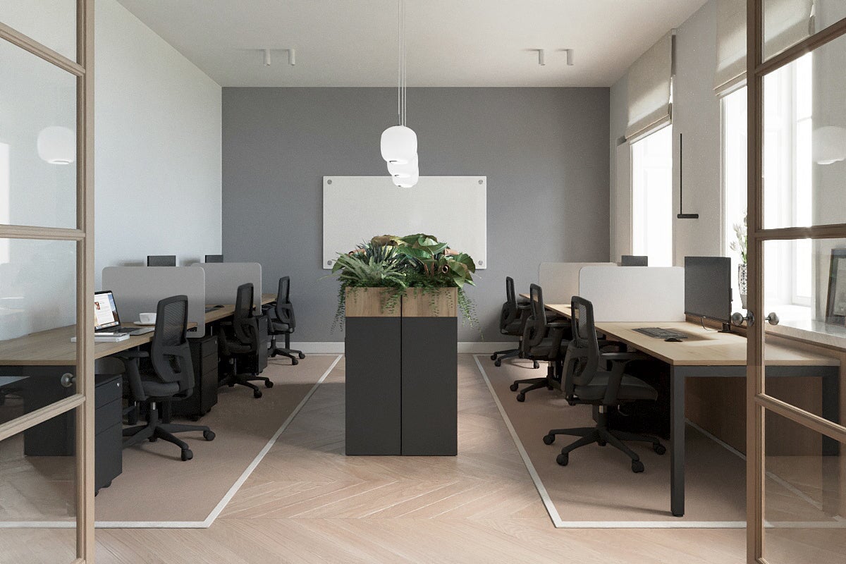 Quadro Square Legs 3-Person Office Workstation Desk [1200L x 700W] - Perfect for Collaborative Workspaces, Home Offices & Shared Workstations