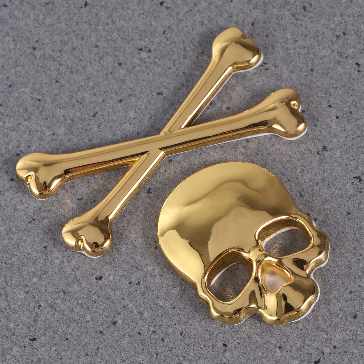 Premium Skull Metal Car Decal - Gold Skull Sticker for Cars, Trucks & Motorcycles - Durable Automotive Badge for Personalization & Style Enhancement