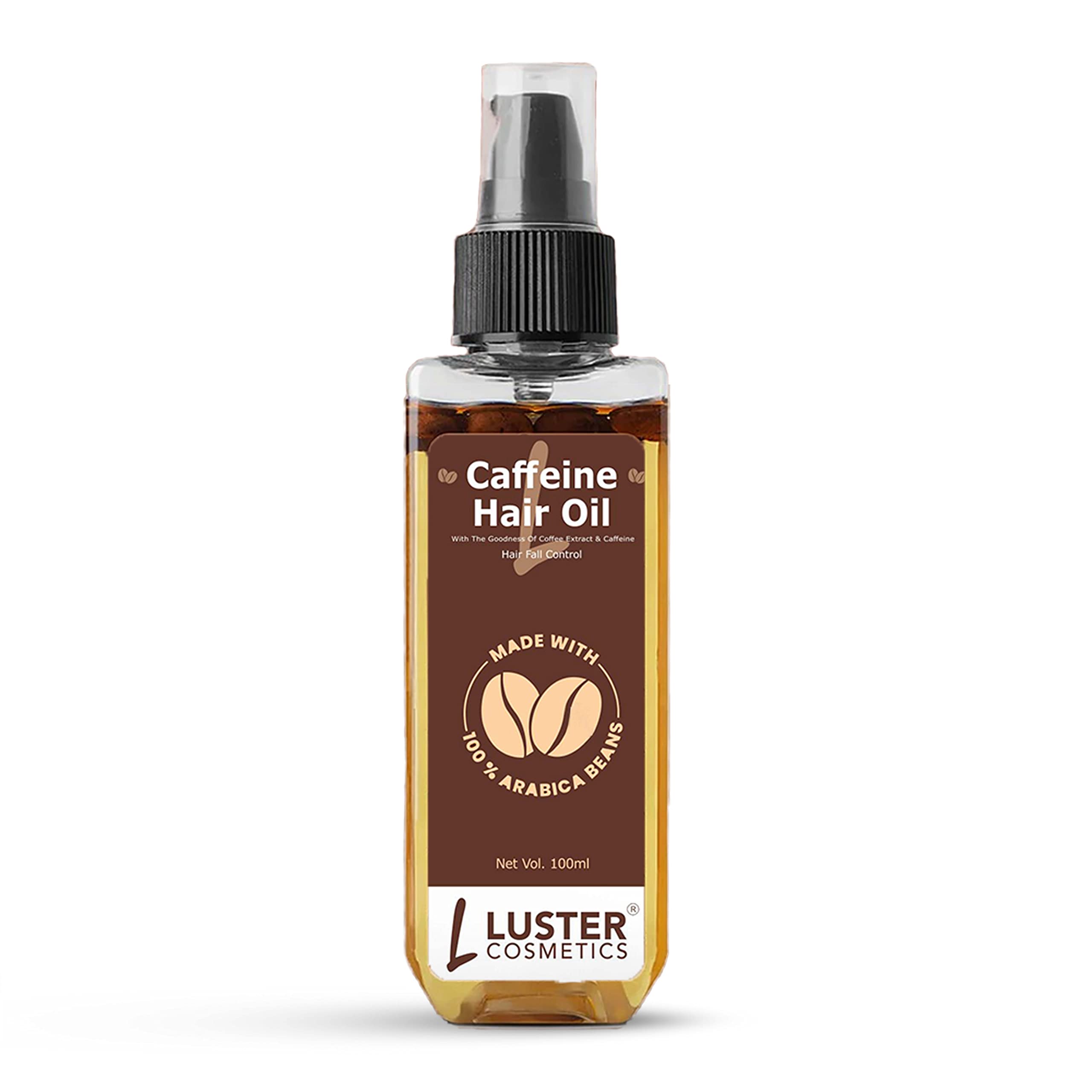 Luster Cosmetics Coffee Hair Oil with Coffee Extract - Promotes Hair Growth & Reduces Hair Fall | Natural Hair Treatment for Women & Men | Suitable for All Hair Types | Paraben-Free (100ml) | Perfect for Daily Hair Care & Scalp Massage