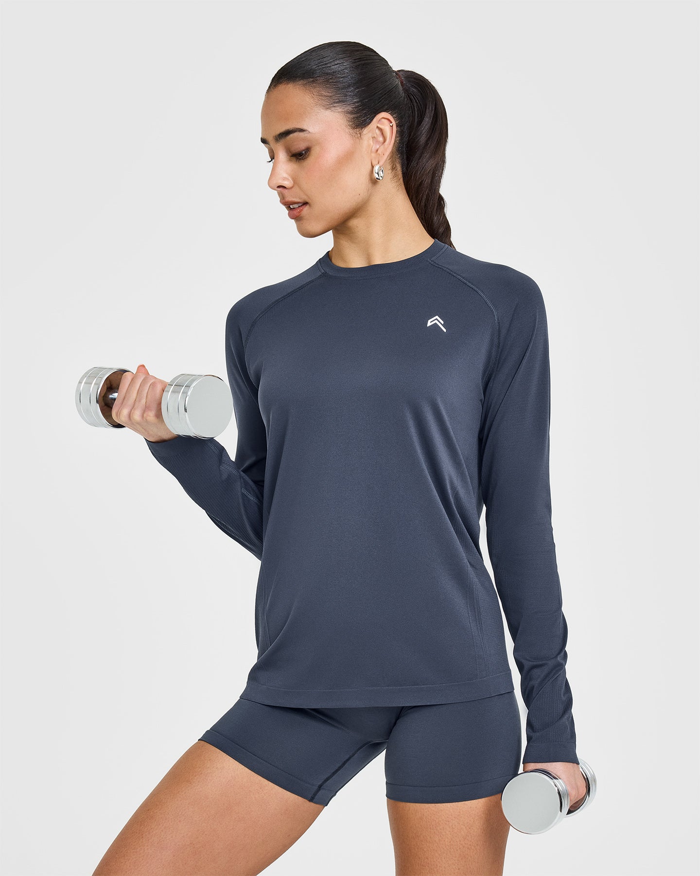 Seamless Loose Fit Long Sleeve T-Shirt for Women - True Blue | Comfortable Casual Wear for Everyday Outfits & Layering