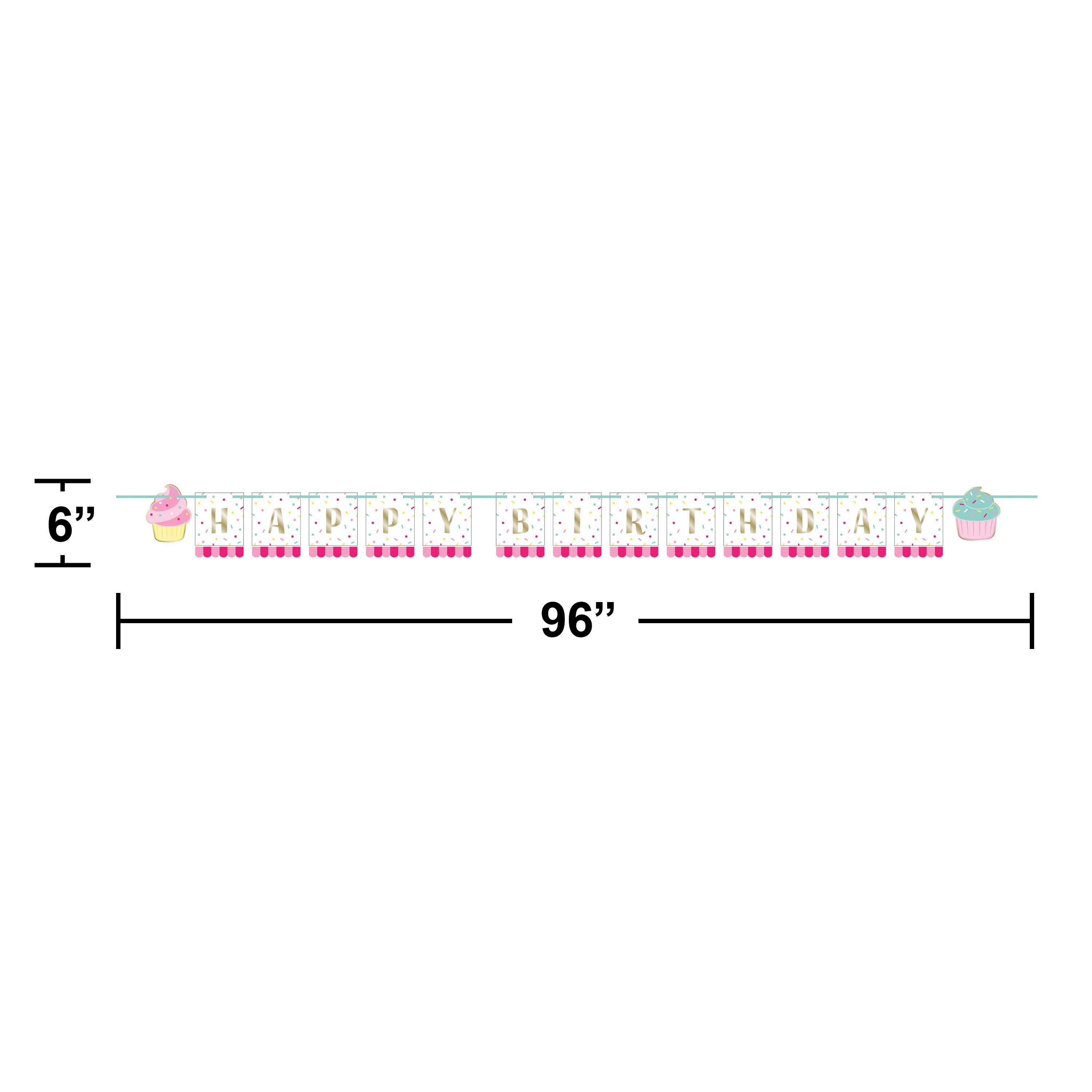 12-Piece Bulk Bakery Sweets Shaped Banner with Ribbon & Foil - Perfect for Birthday Parties, Baby Showers & Dessert Table Decorations