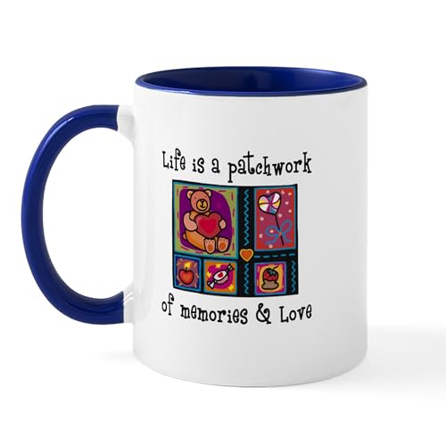 White/Navy Inside - Life Is A Patchwork Quilt Mug