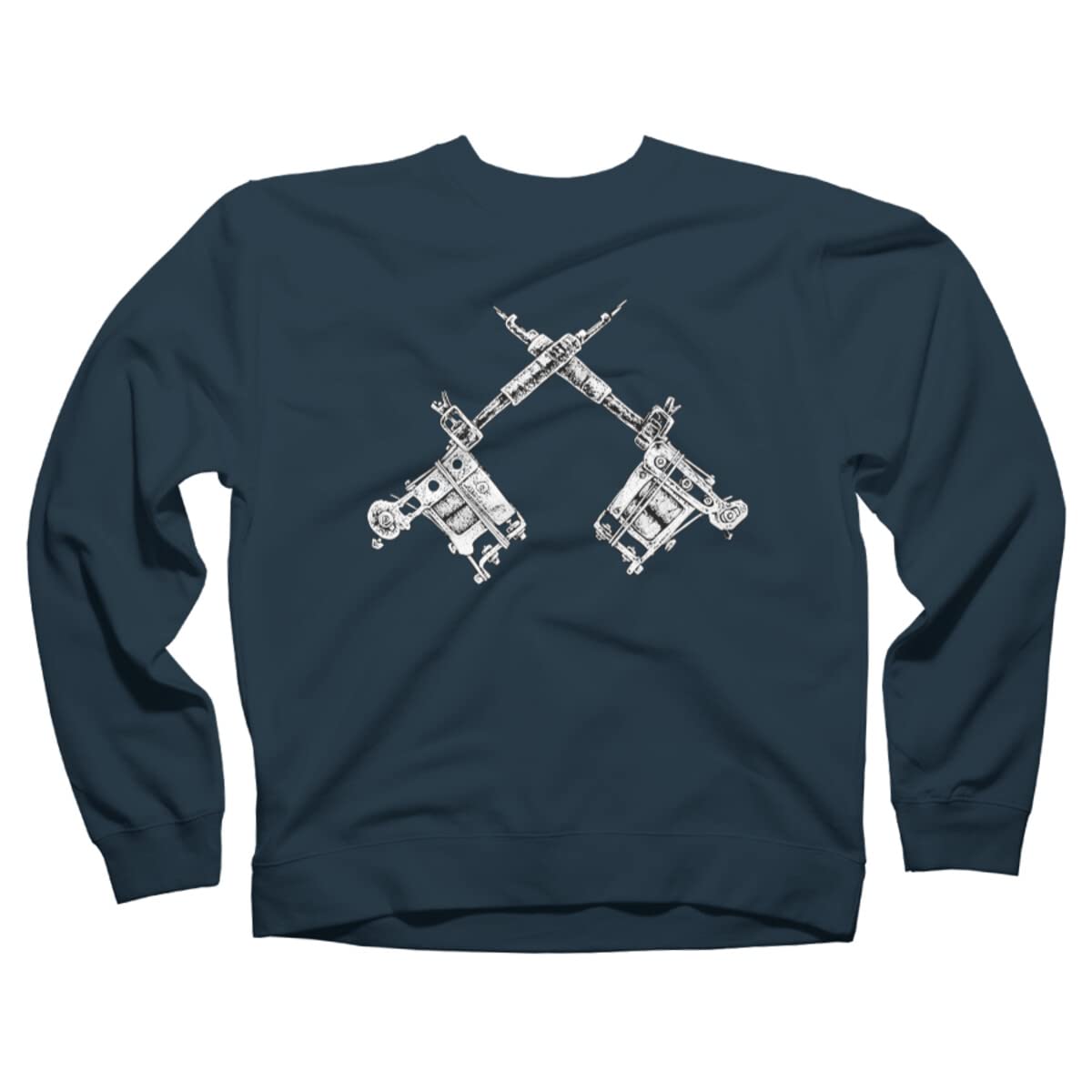 Design By Humans Unisex Vintage Tattoo Guns Graphic Sweatshirt by Matthew Britton | Retro Streetwear for Men & Women | Perfect for Casual Wear, Music Festivals & Urban Fashion