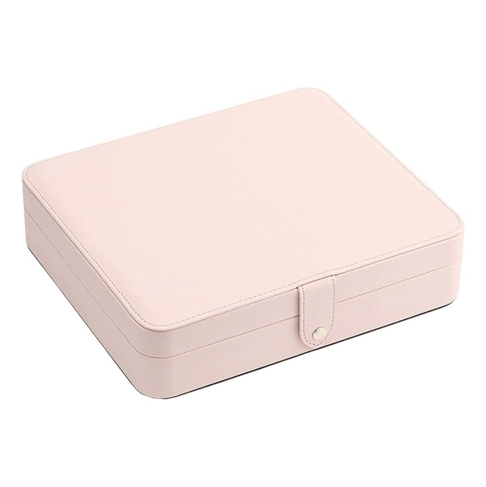 Pink Leather Jewelry Box for Women - 2-Layer Organizer for Earrings, Rings & Watches - Perfect Gift for Her