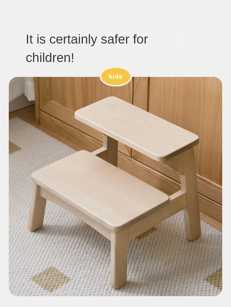 Birch Solid Wood Kids Multifunctional Low Foot Stool - Durable Step Stool for Bathroom, Kitchen, and Playroom - Perfect for Toddlers and Children