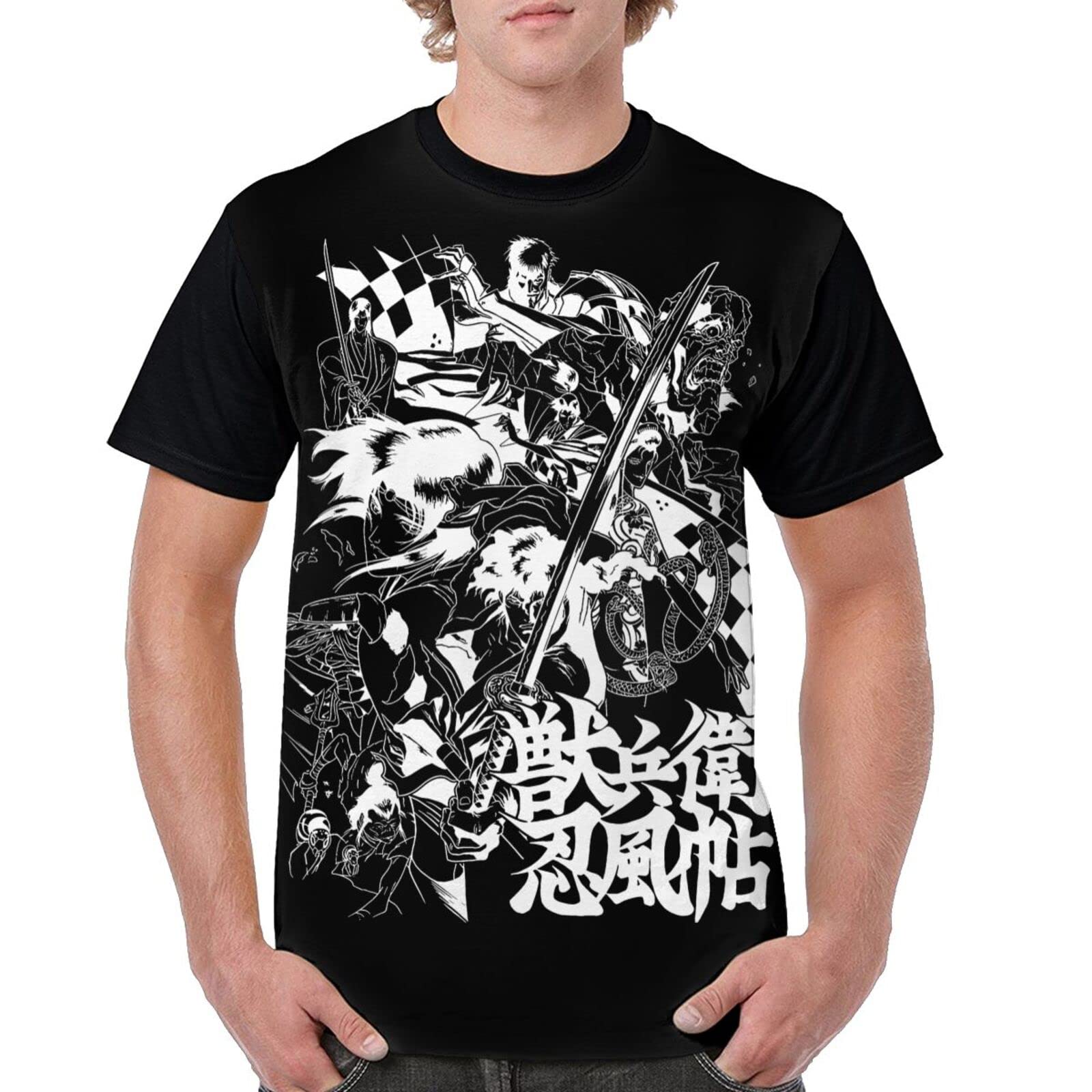 Anime Ninja Scroll 3D Printed T-Shirt for Men - Short Sleeve Casual Tee - Perfect for Cosplay, Gaming & Anime Conventions